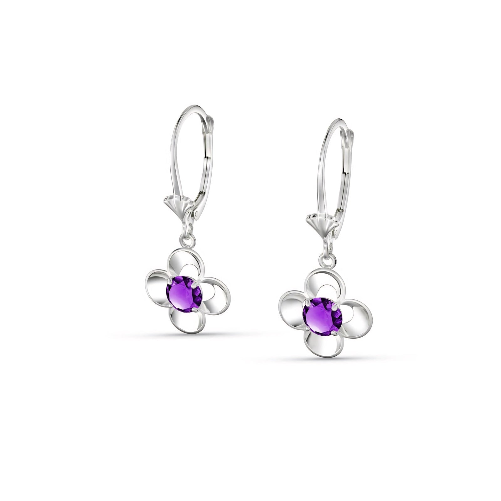 White Gold Belle Earrings Pink Topaz 10K — Diamante