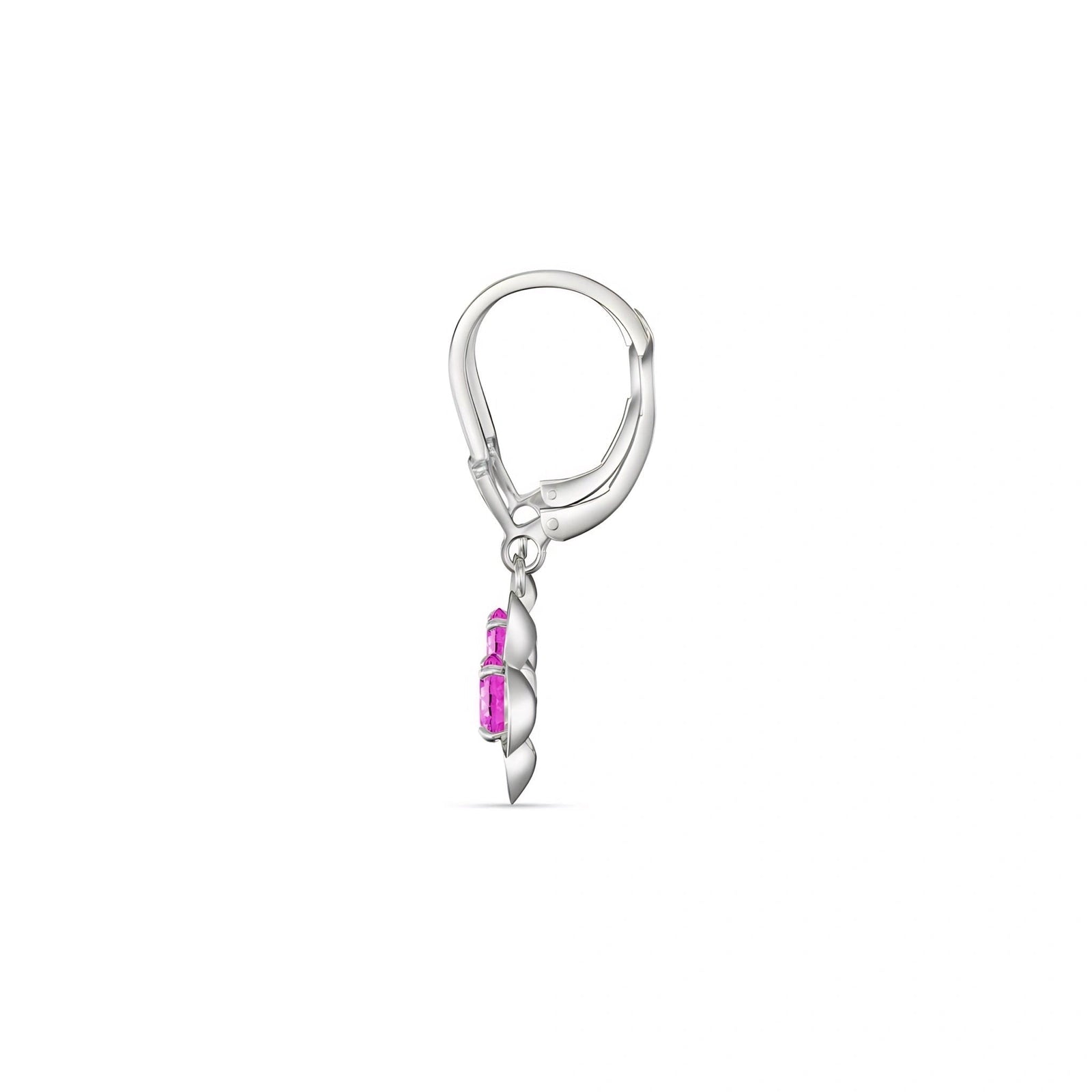 White Gold Belle Earrings Pink Topaz 10K — Diamante