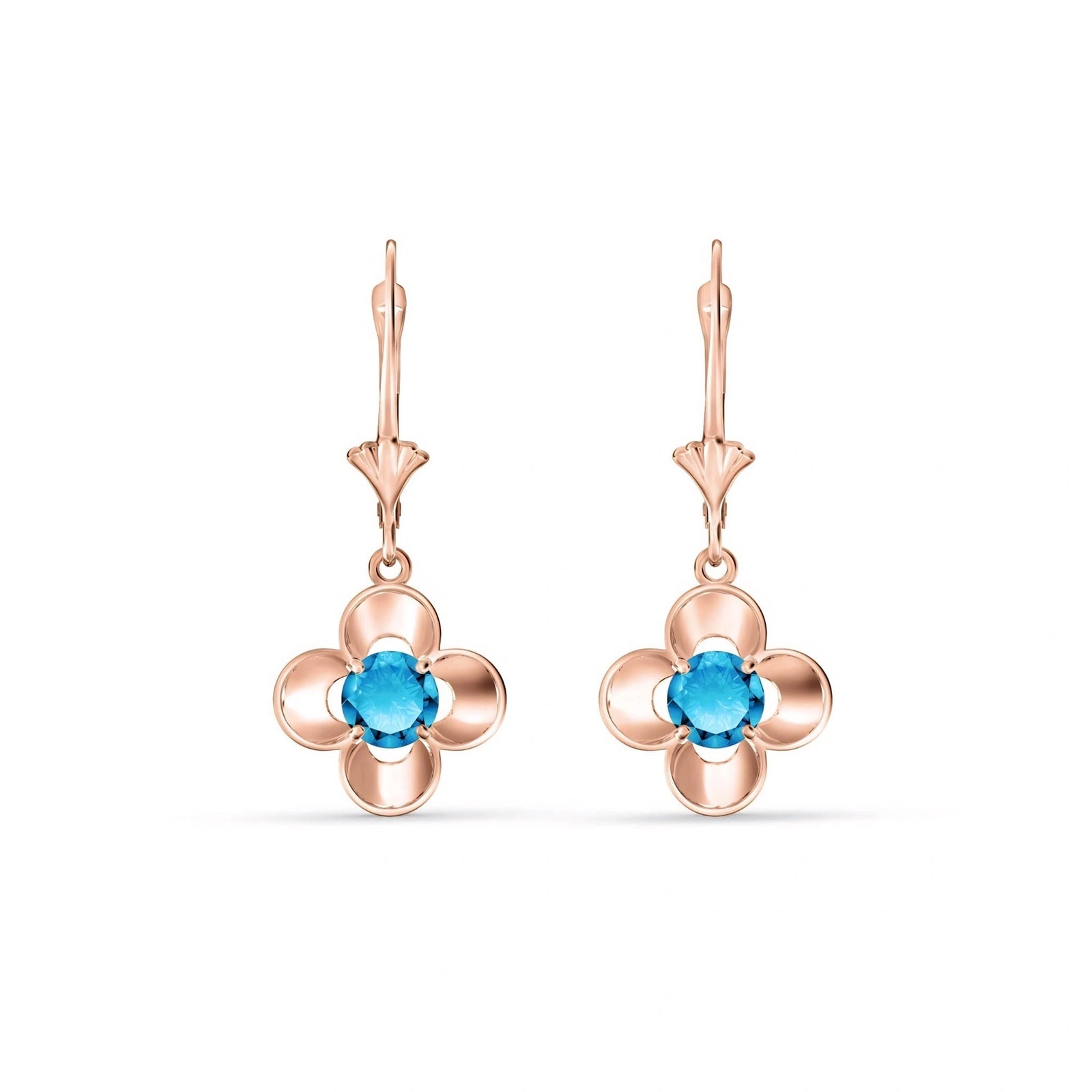 Rose Gold Belle Earrings Blue Topaz 10K — Diamante