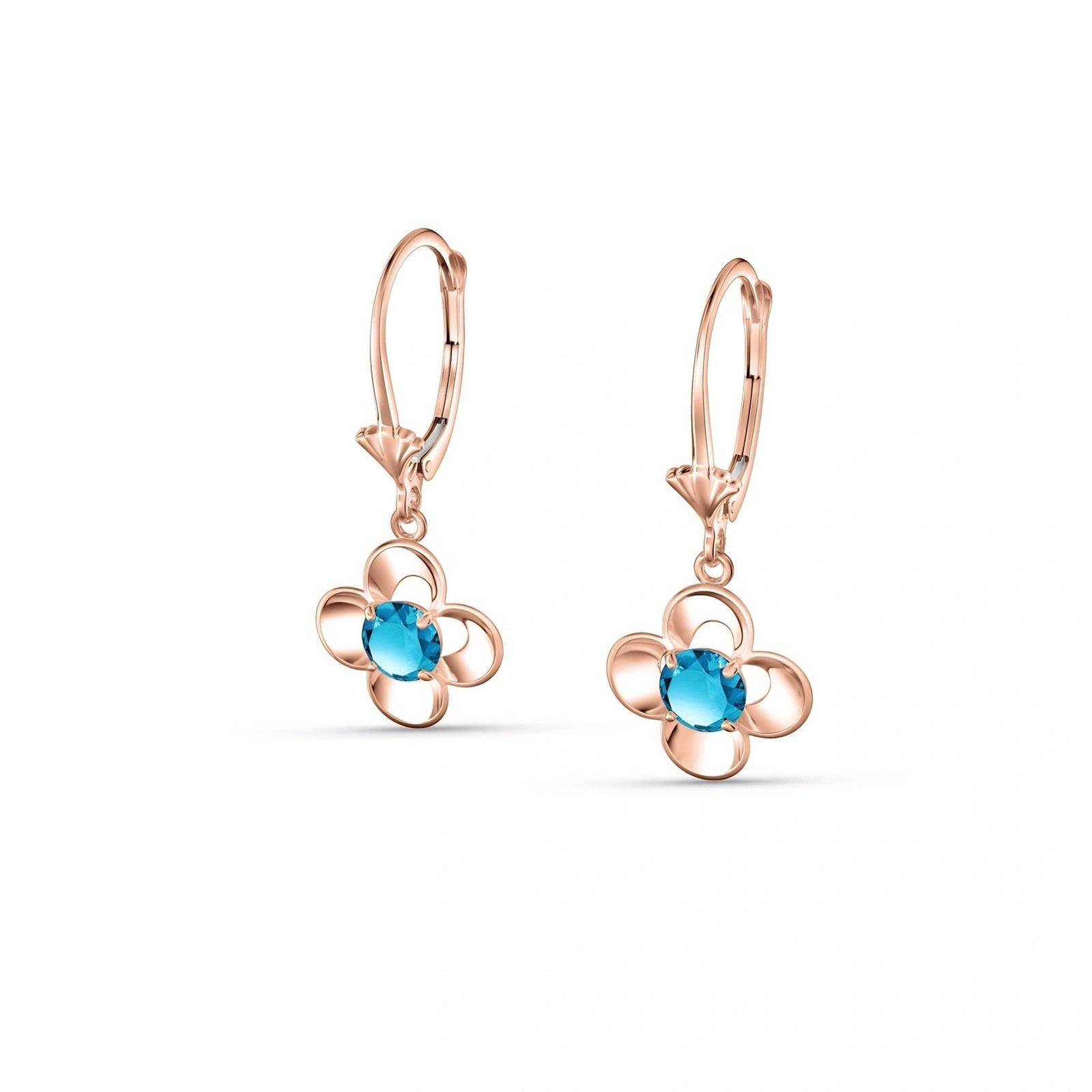 Rose Gold Belle Earrings Blue Topaz 10K — Diamante