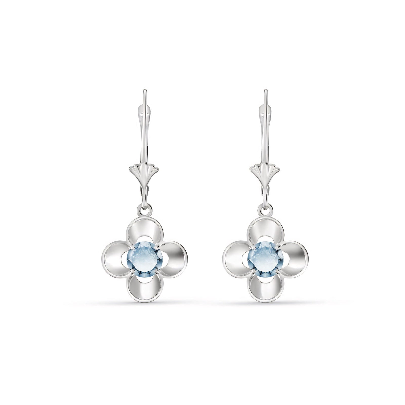 White Gold Belle Earrings Blue Topaz 10K — Diamante