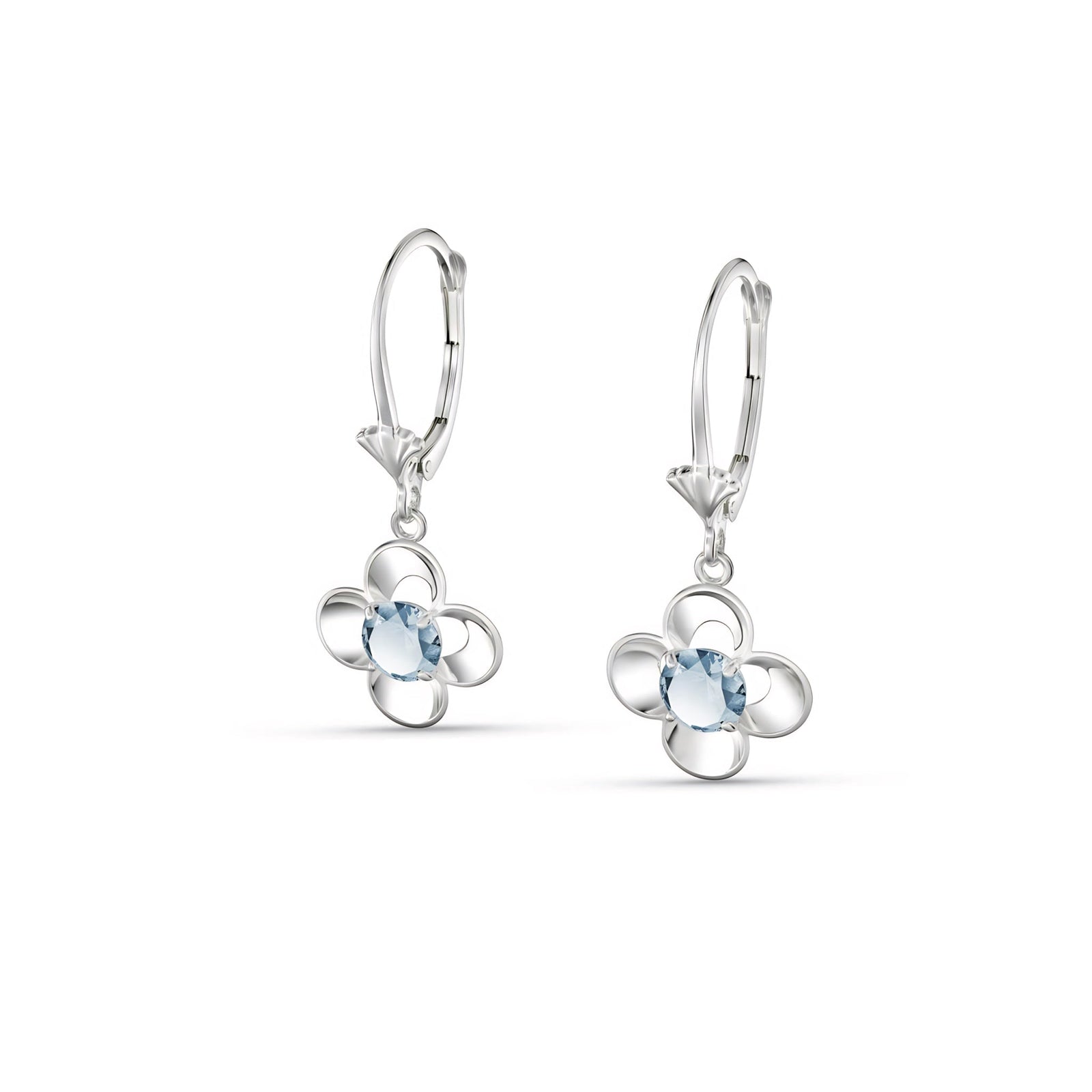 White Gold Belle Earrings Blue Topaz 10K — Diamante