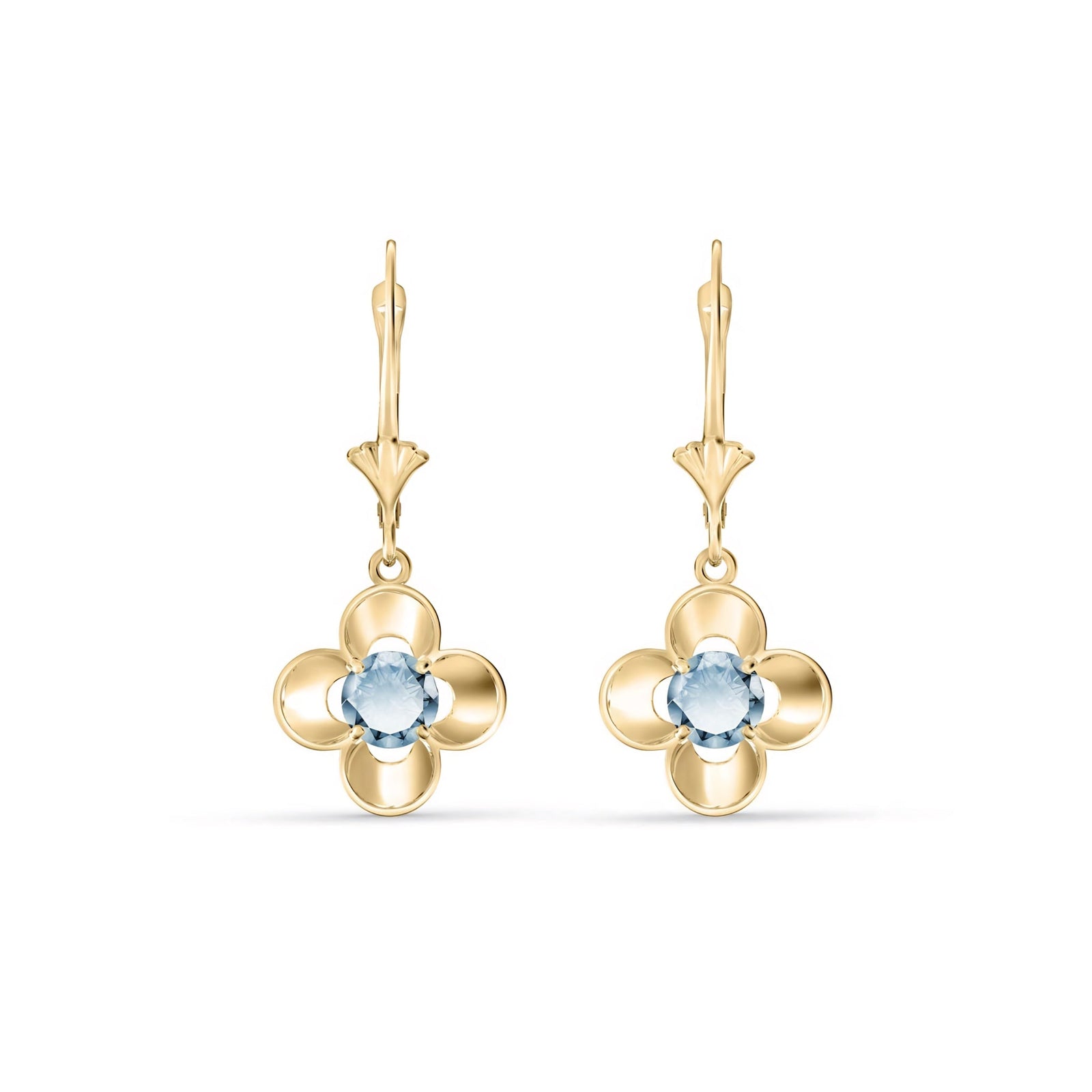 Yellow Gold Belle Earrings Blue Topaz 10K — Diamante