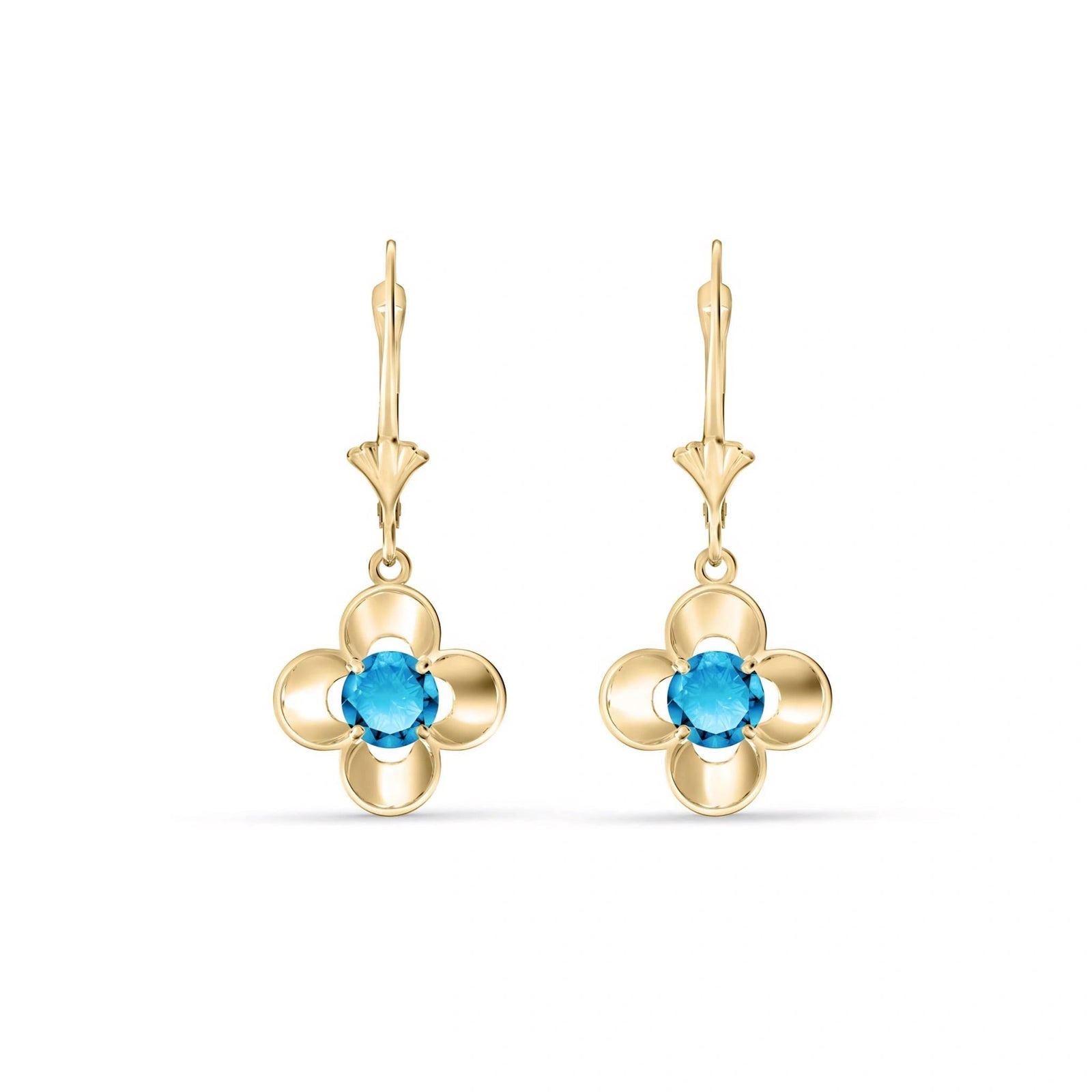 Yellow Gold Belle Earrings Blue Topaz 10K — Diamante