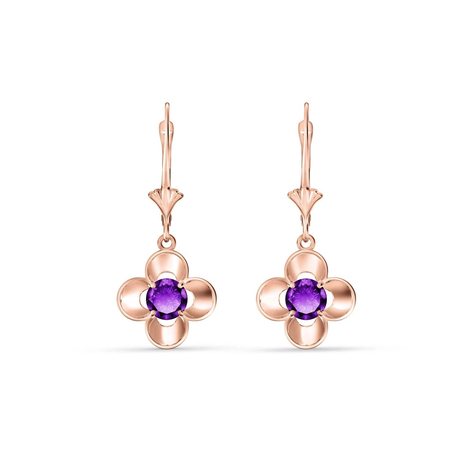 Rose Gold Belle Earrings Amethyst 10K — Diamante
