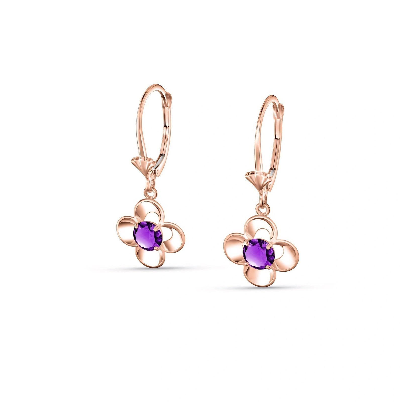 Rose Gold Belle Earrings Amethyst 10K — Diamante