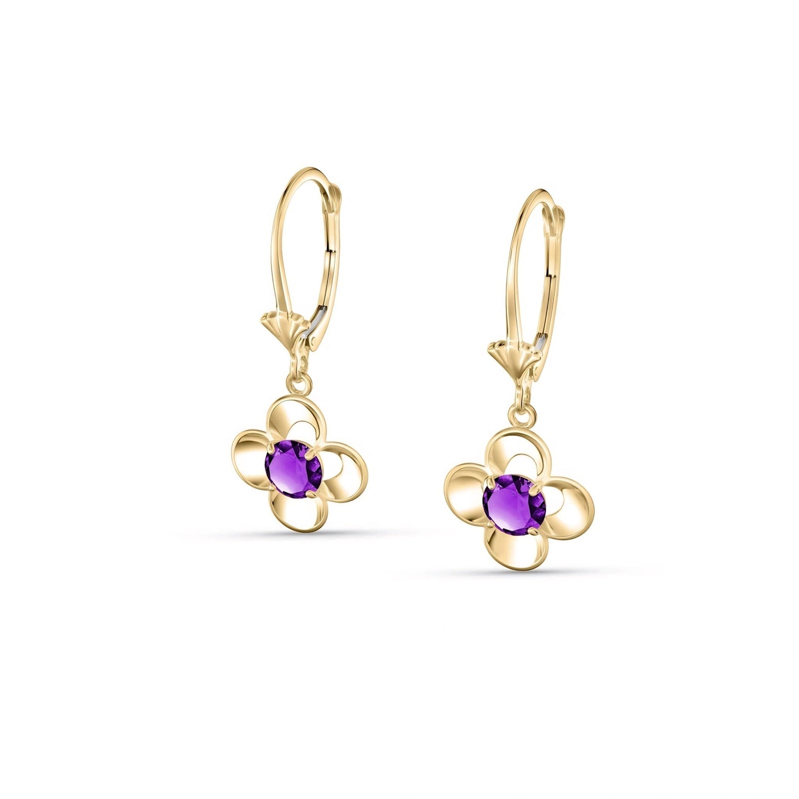 Yellow Gold Belle Earrings Amethyst 10K — Diamante