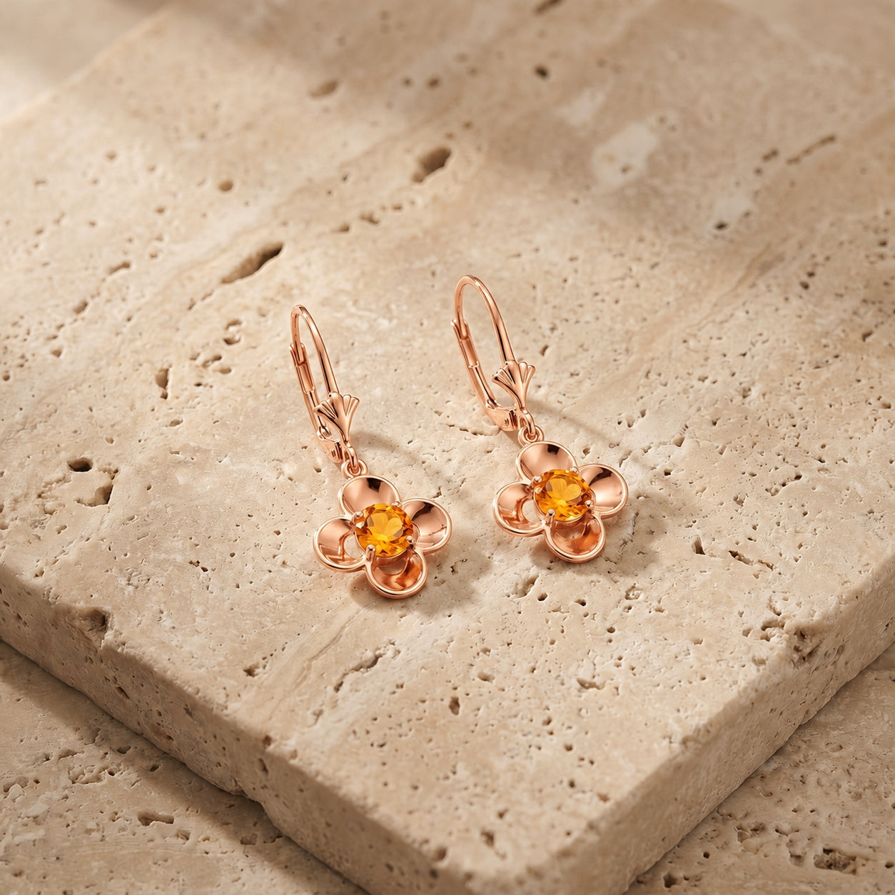 Rose Gold Belle Earrings Peridot 10K — Diamante