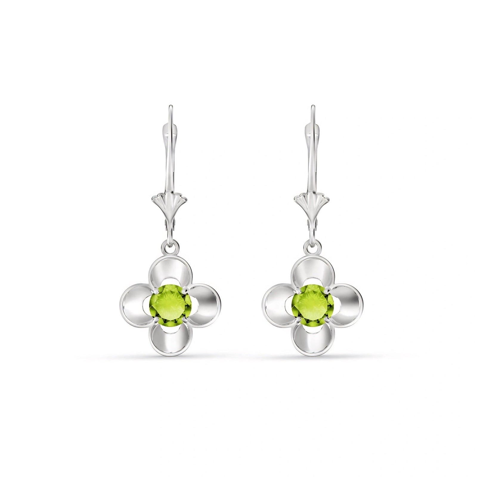 White Gold Belle Earrings Peridot 10K — Diamante