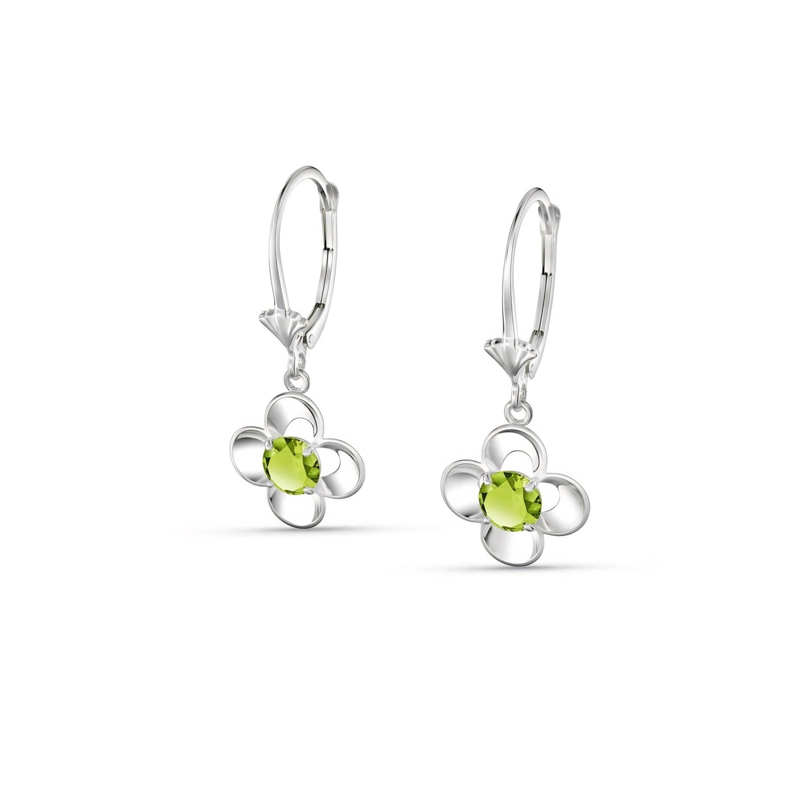White Gold Belle Earrings Peridot 10K — Diamante
