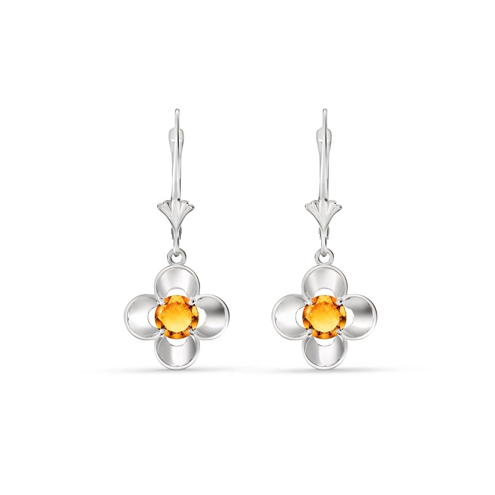 White Gold Belle Earrings Citrine 10K — Diamante