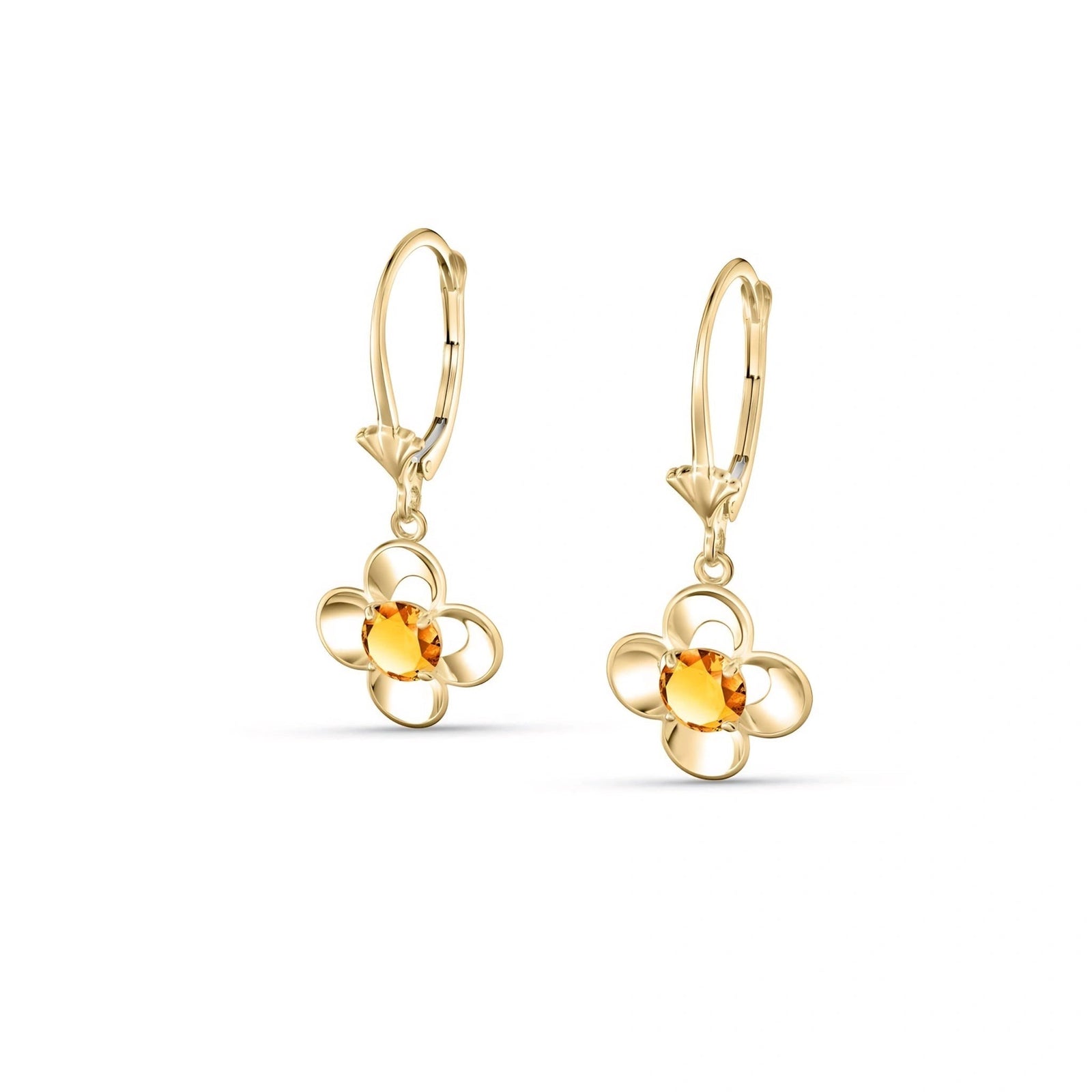 Yellow Gold Belle Earrings Citrine 10K — Diamante