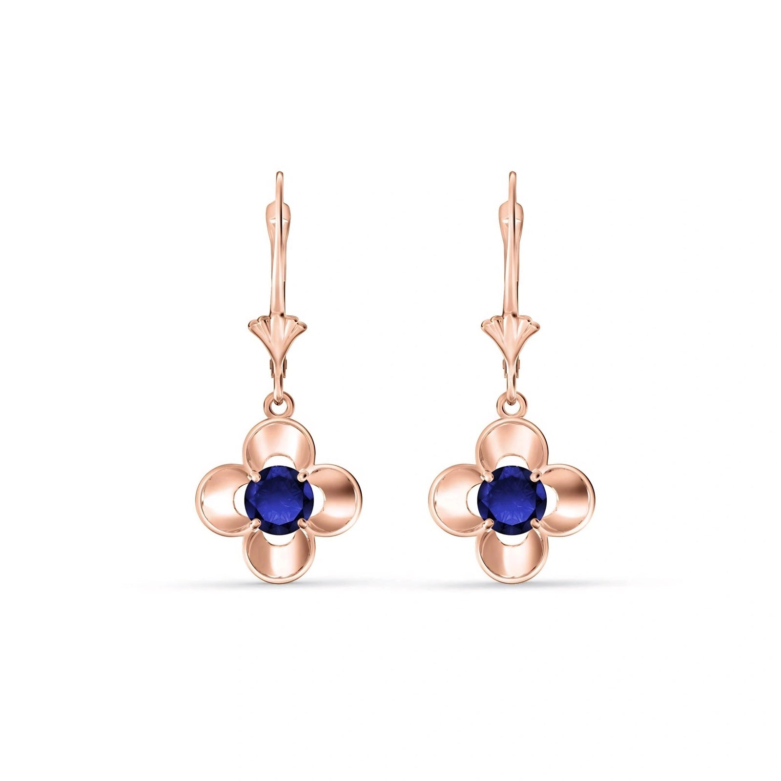 Rose Gold Belle Earrings Sapphire 10K — Diamante