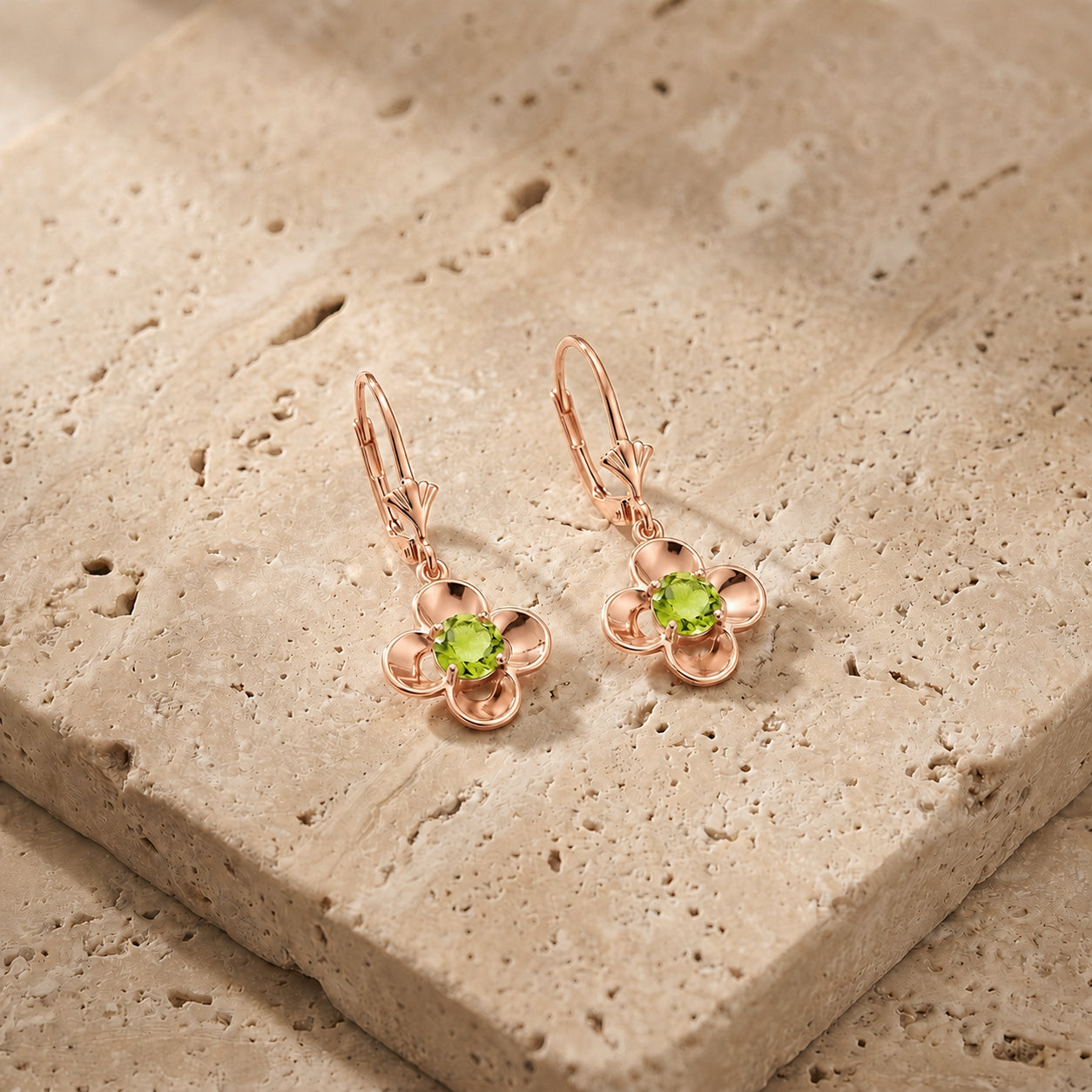 Rose Gold Belle Earrings Sapphire 10K — Diamante