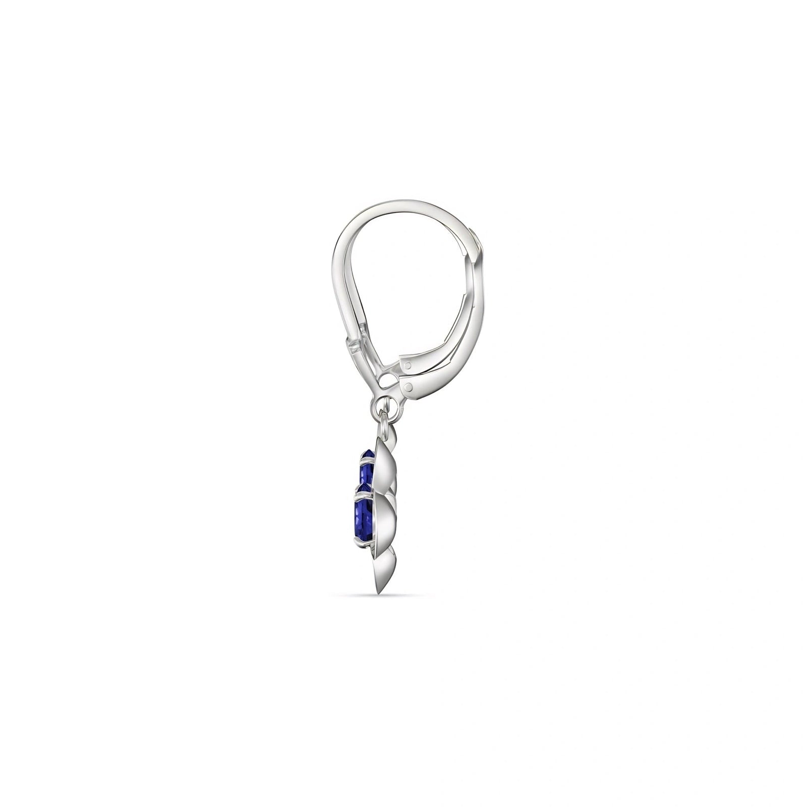 White Gold Belle Earrings Sapphire 10K — Diamante