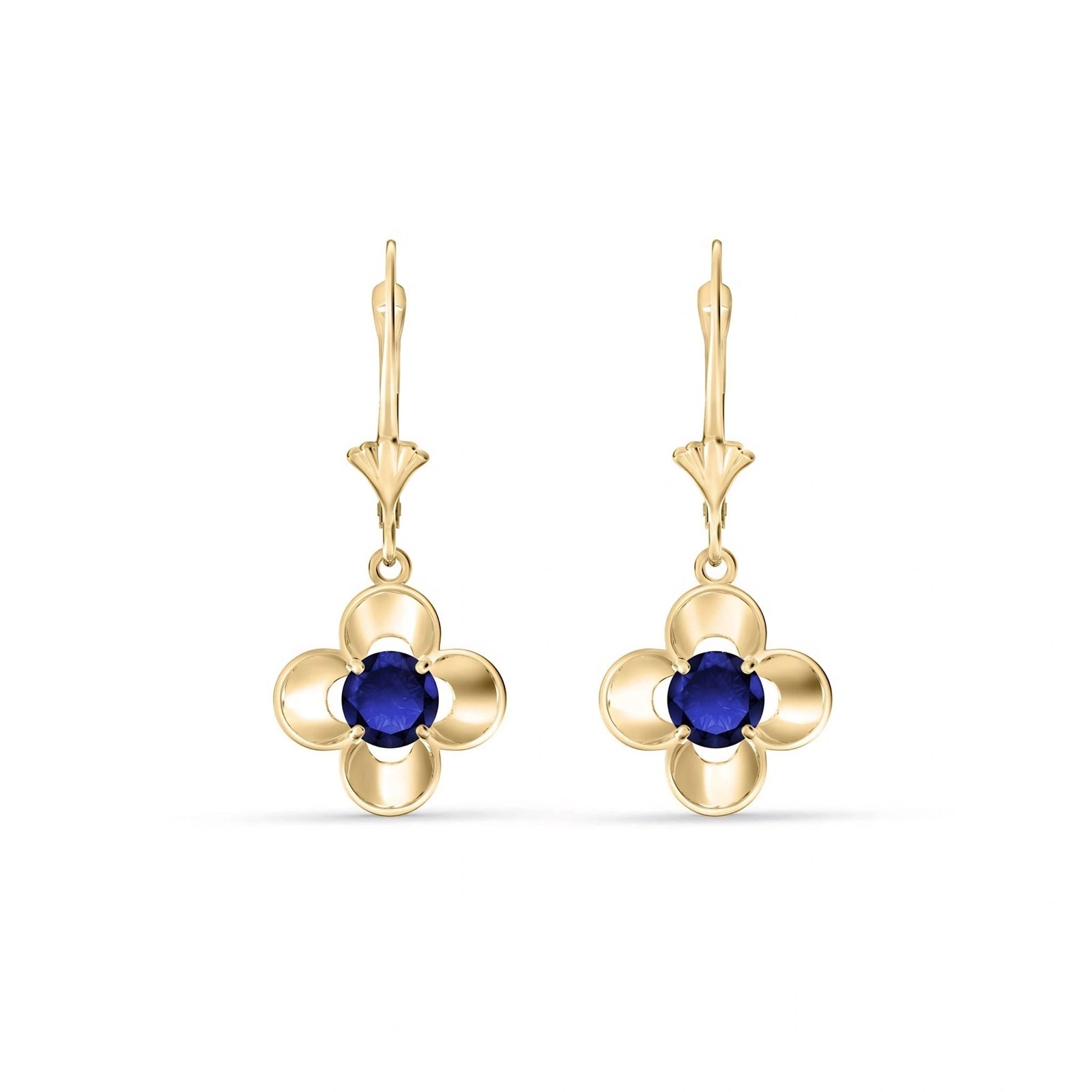 Yellow Gold Belle Earrings Sapphire 10K — Diamante