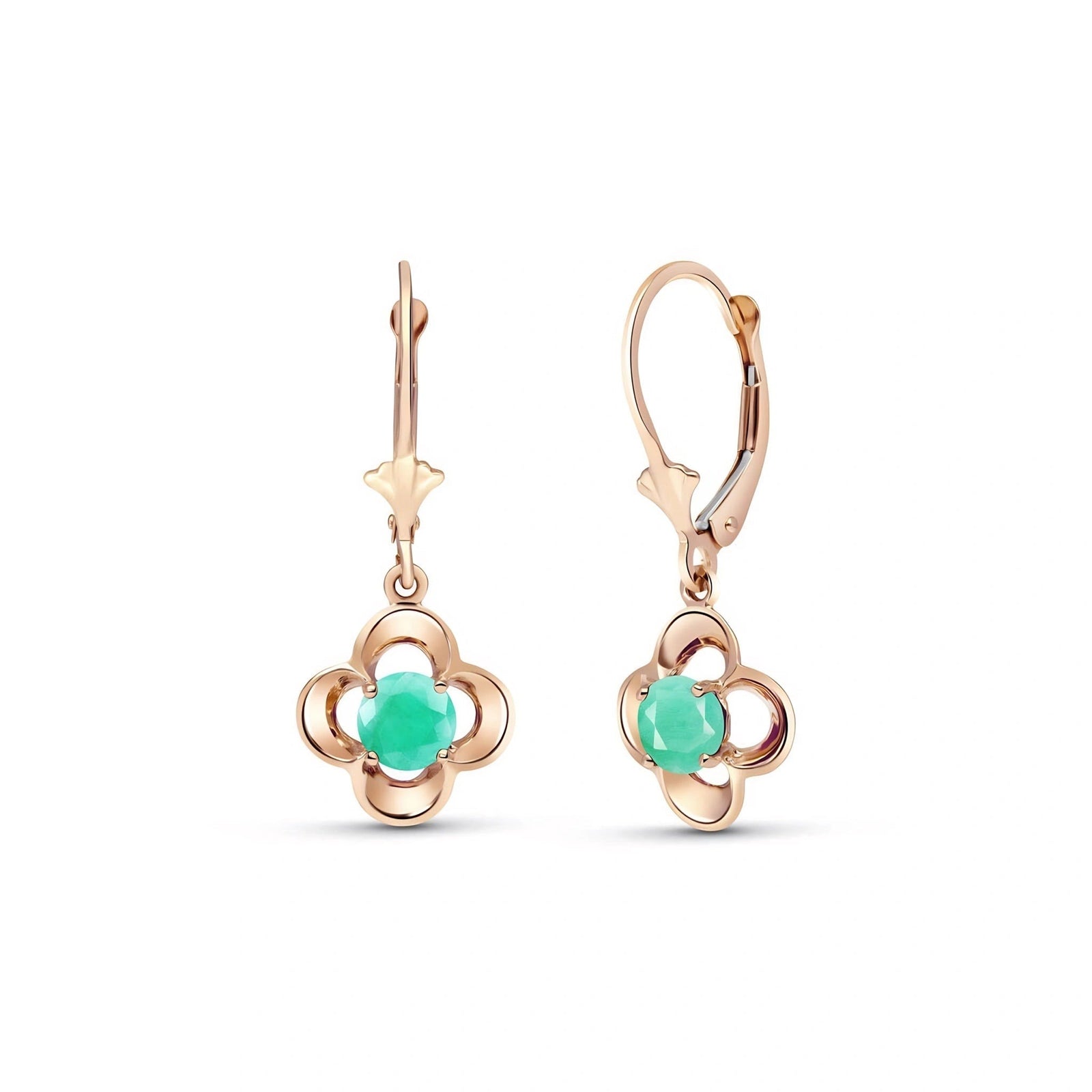 Rose Gold Belle Earrings Emerald 10K — Diamante
