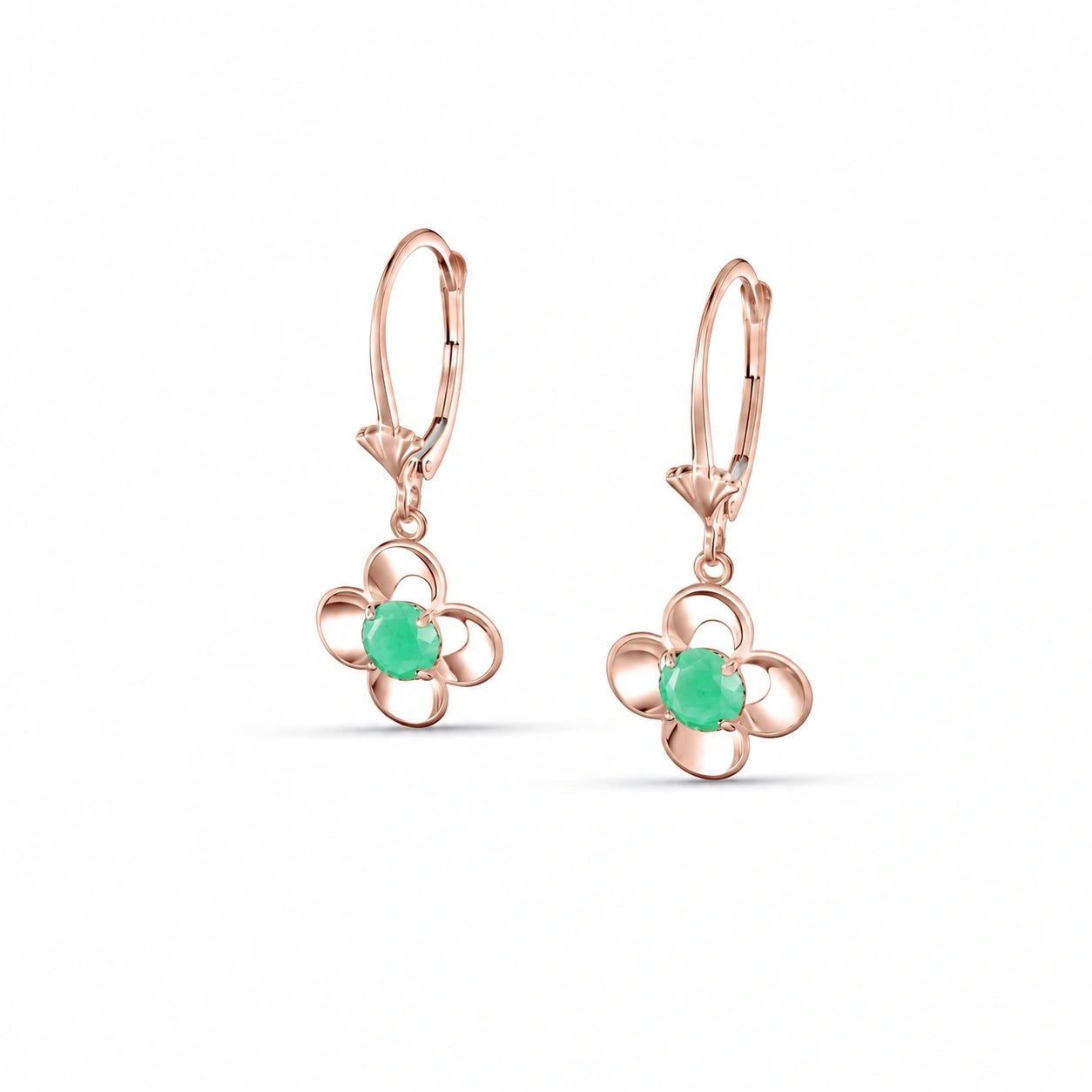 Rose Gold Belle Earrings Emerald 10K — Diamante