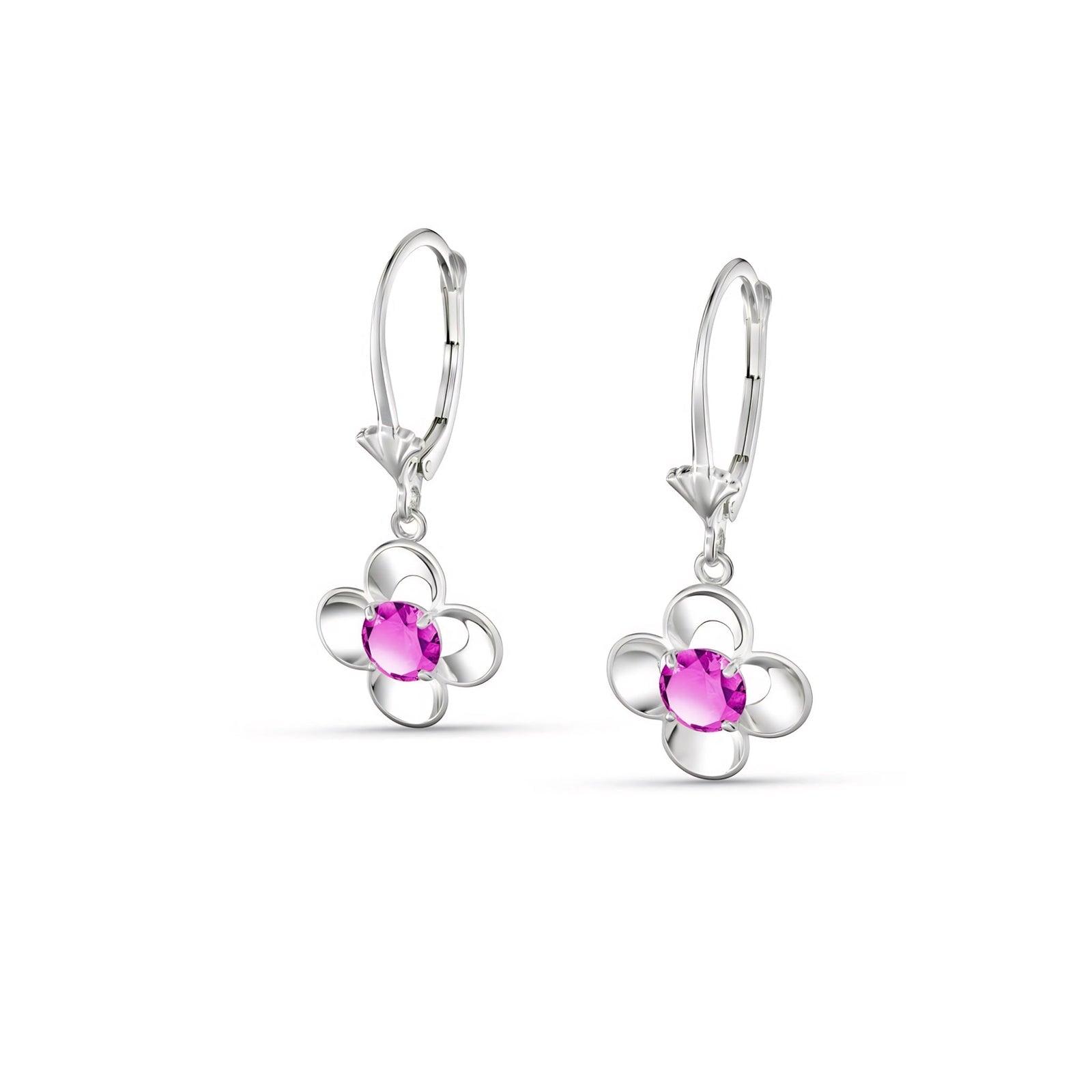 White Gold Belle Earrings Emerald 10K — Diamante