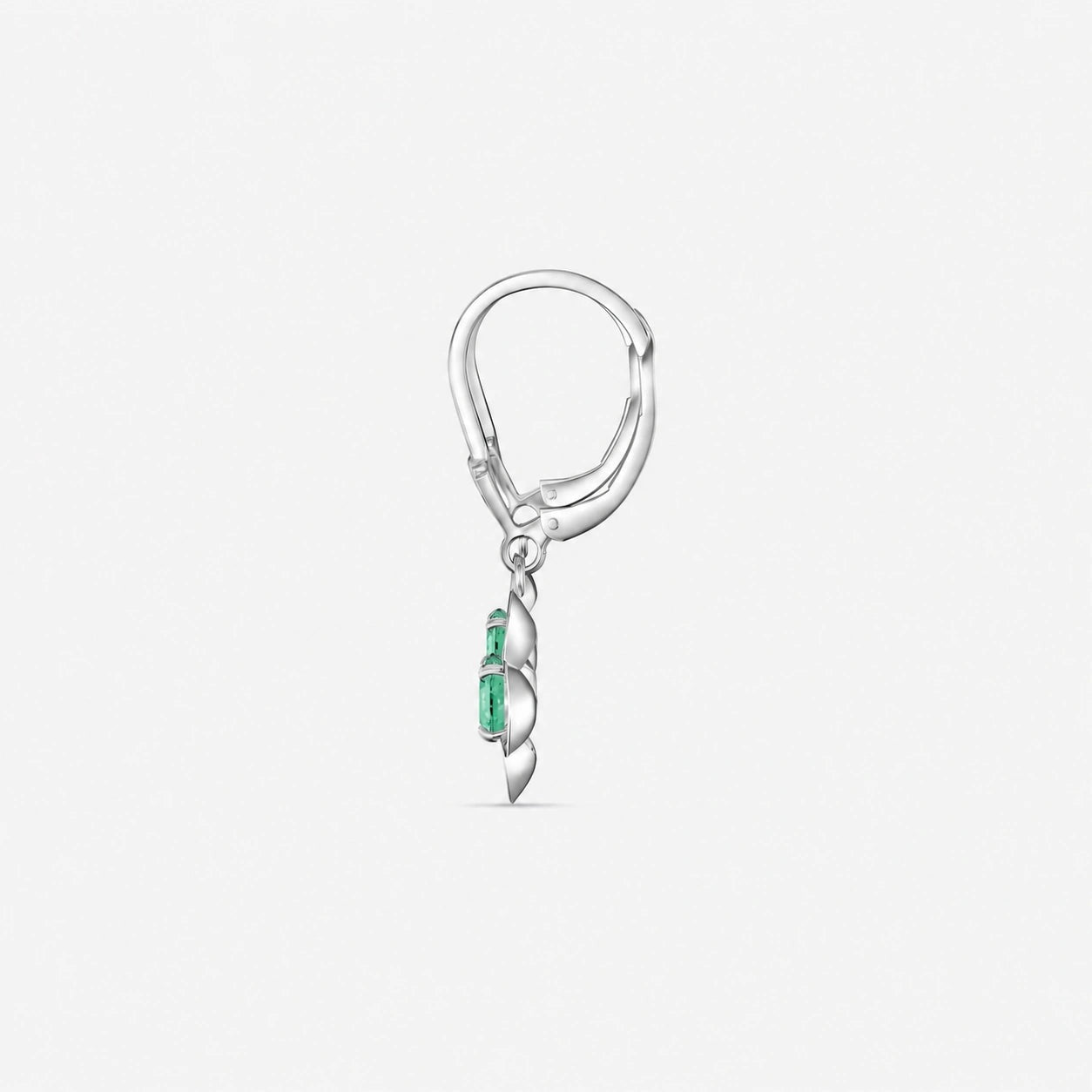 White Gold Belle Earrings Emerald 10K — Diamante