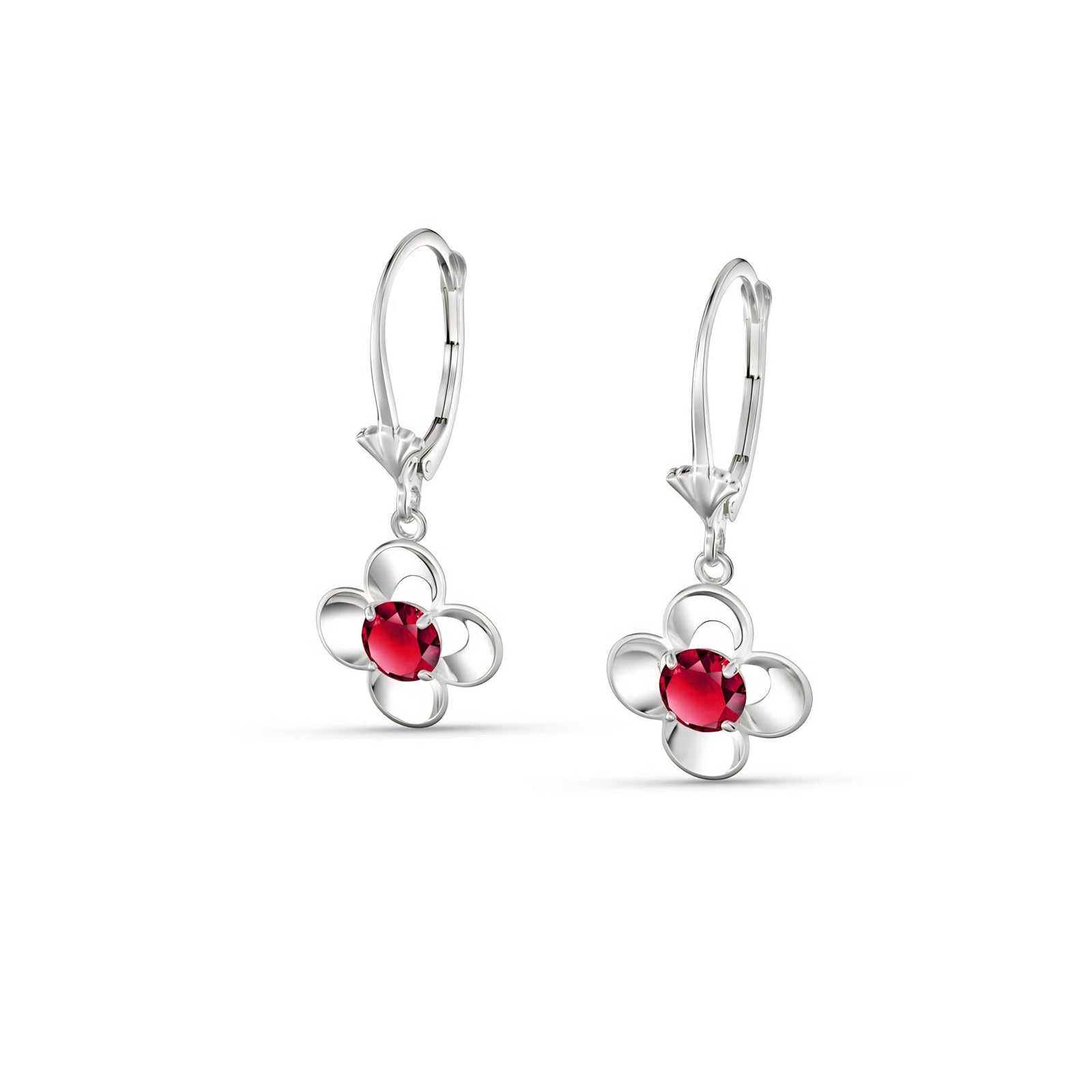 White Gold Belle Earrings Ruby 10K — Diamante