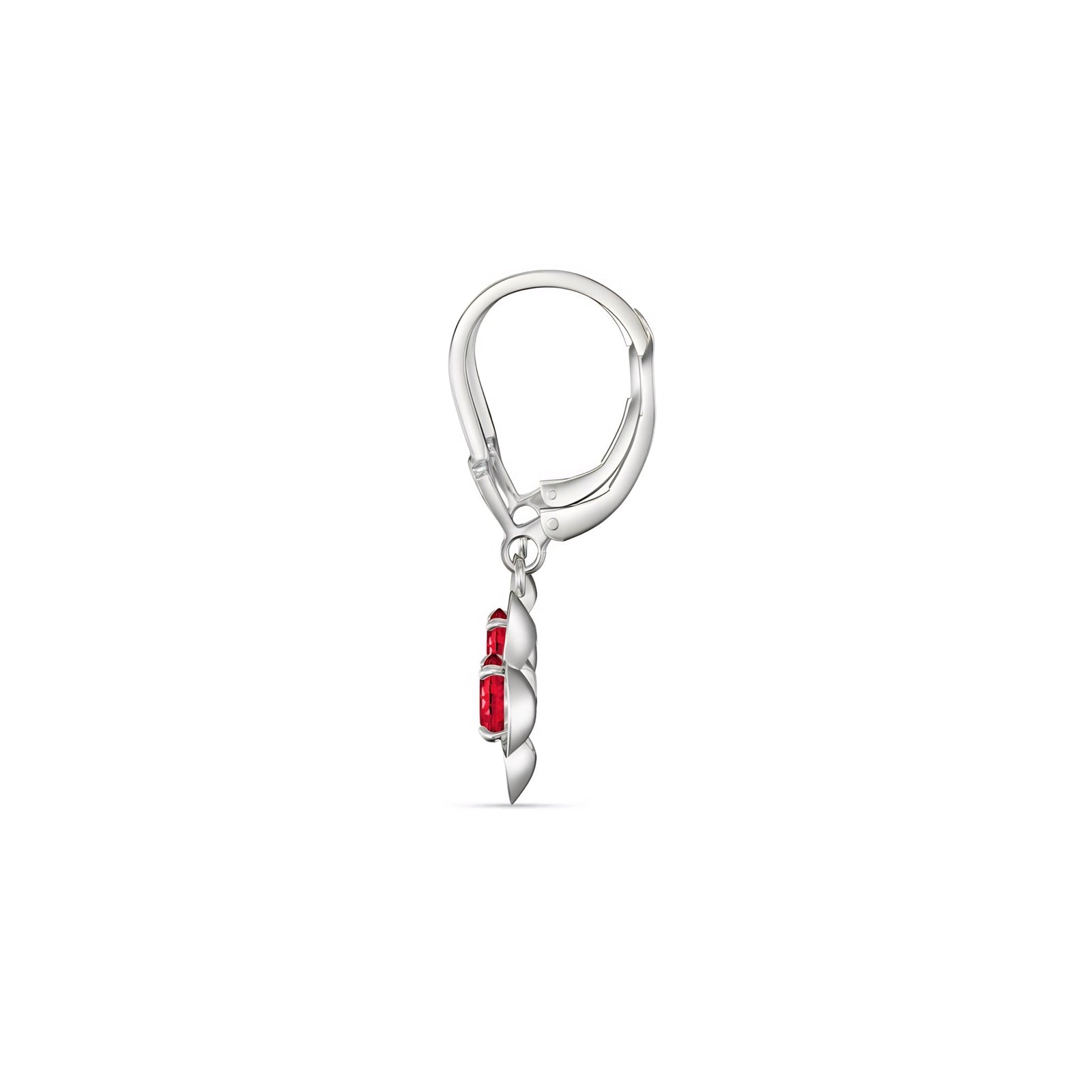 White Gold Belle Earrings Ruby 10K — Diamante