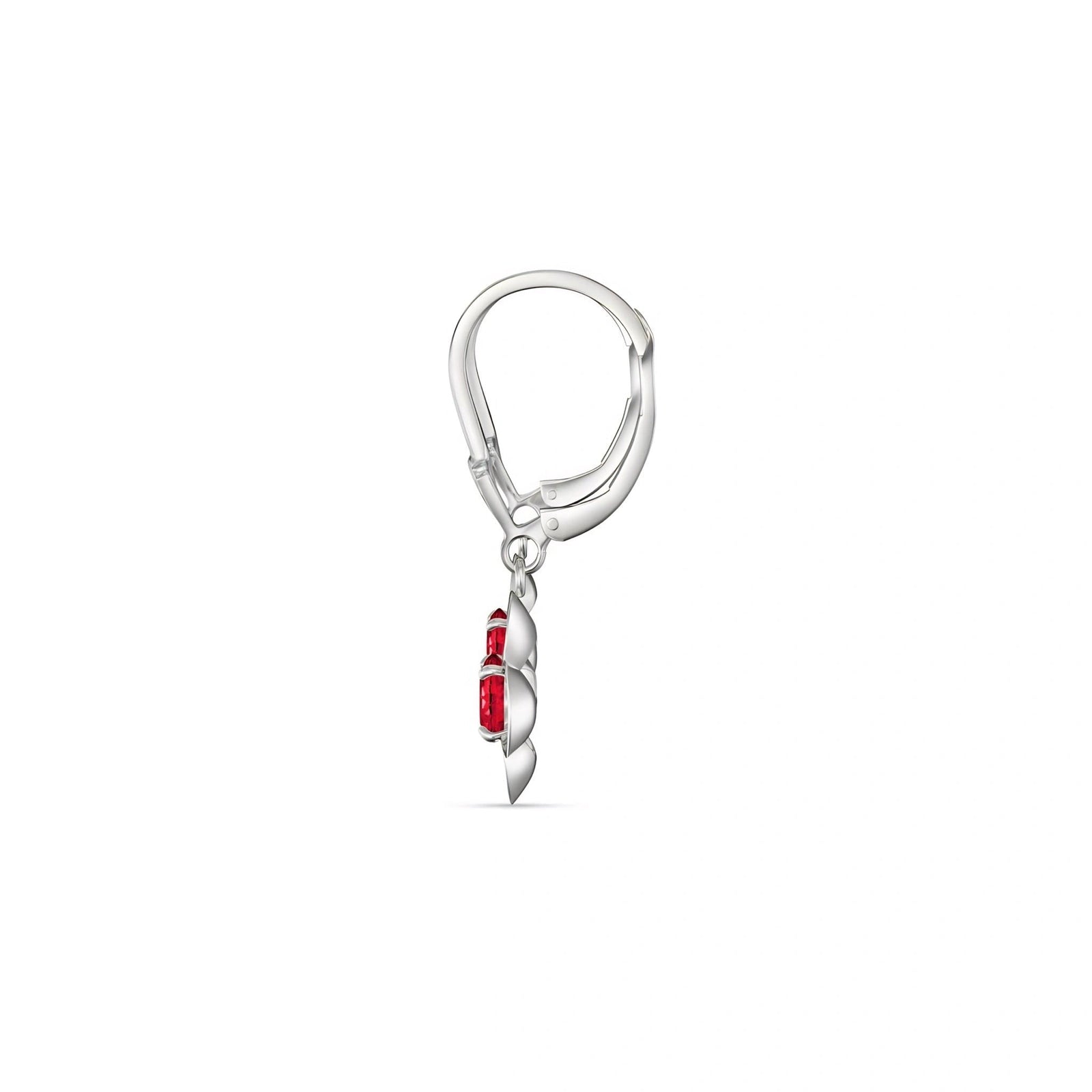 White Gold Belle Earrings Ruby 10K — Diamante