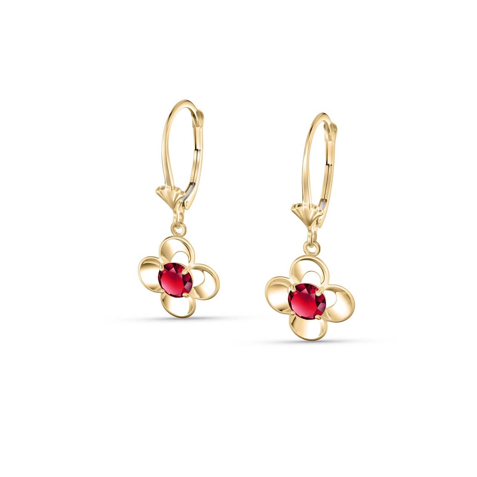 Yellow Gold Belle Earrings Ruby 10K — Diamante