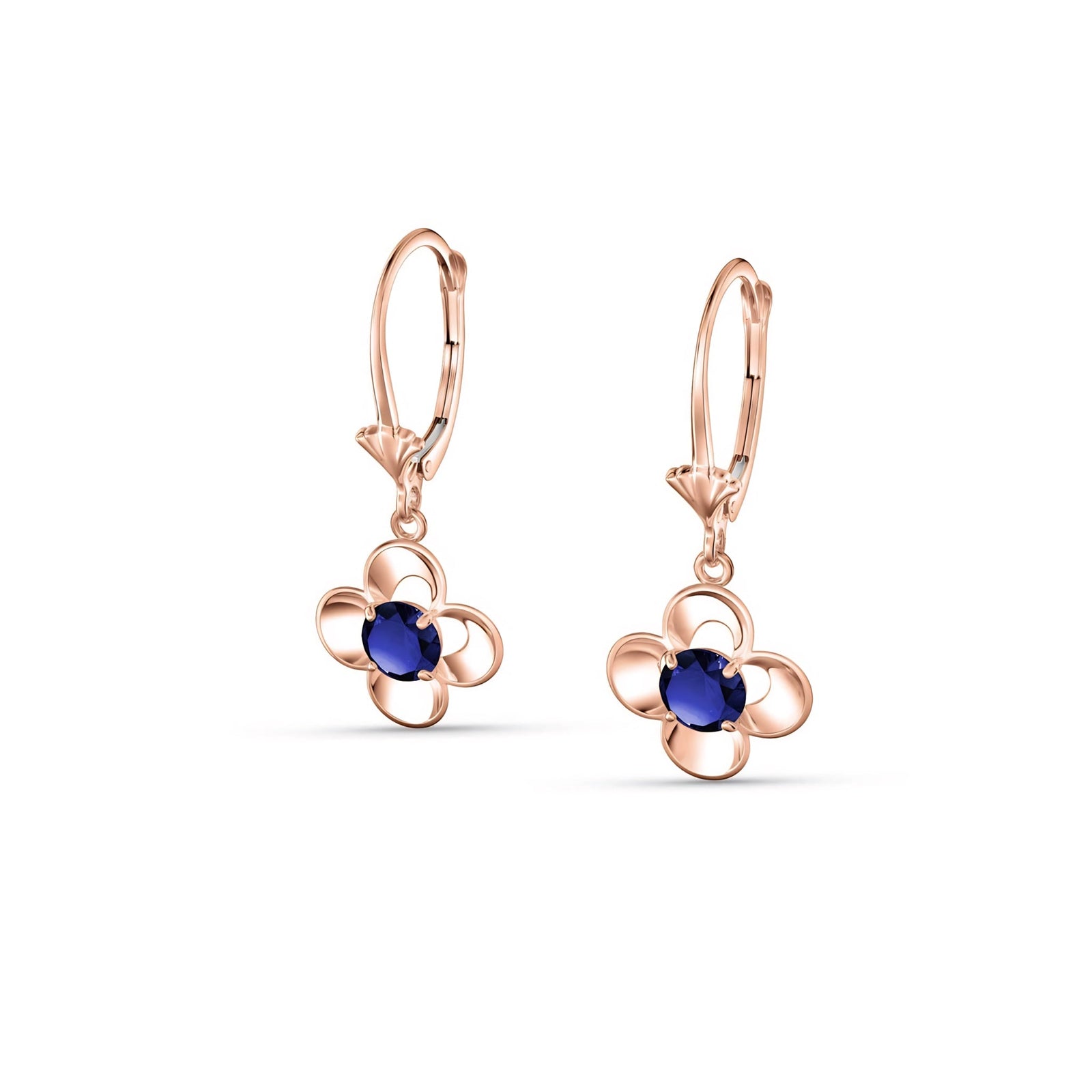 Rose Gold Belle Earrings Aquamarine 10K — Diamante