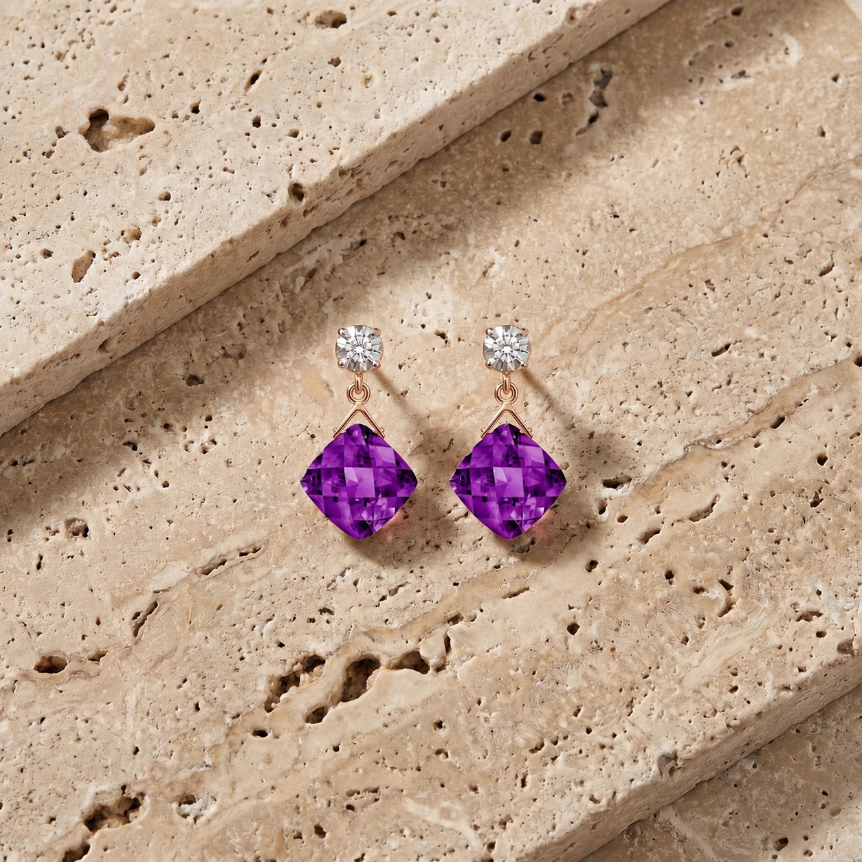Rose Gold Amethyst & Diamond — Mariadelia