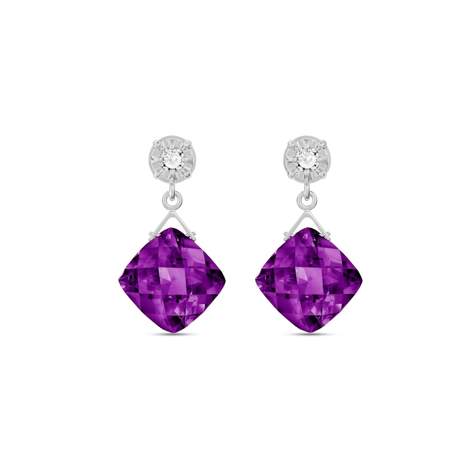 White Gold Amethyst & Diamond — Mariadelia