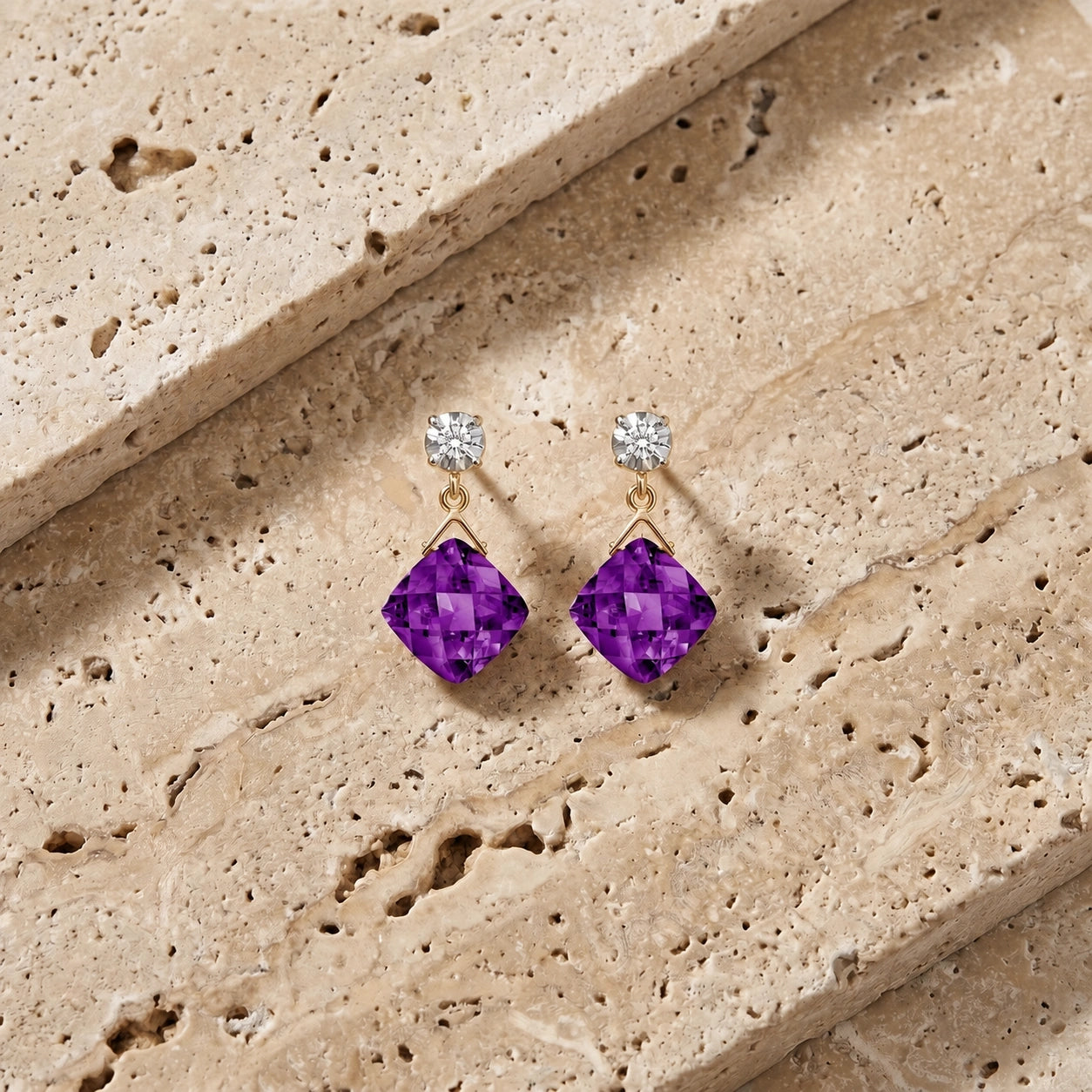 Yellow Gold Amethyst & Diamond — Mariadelia