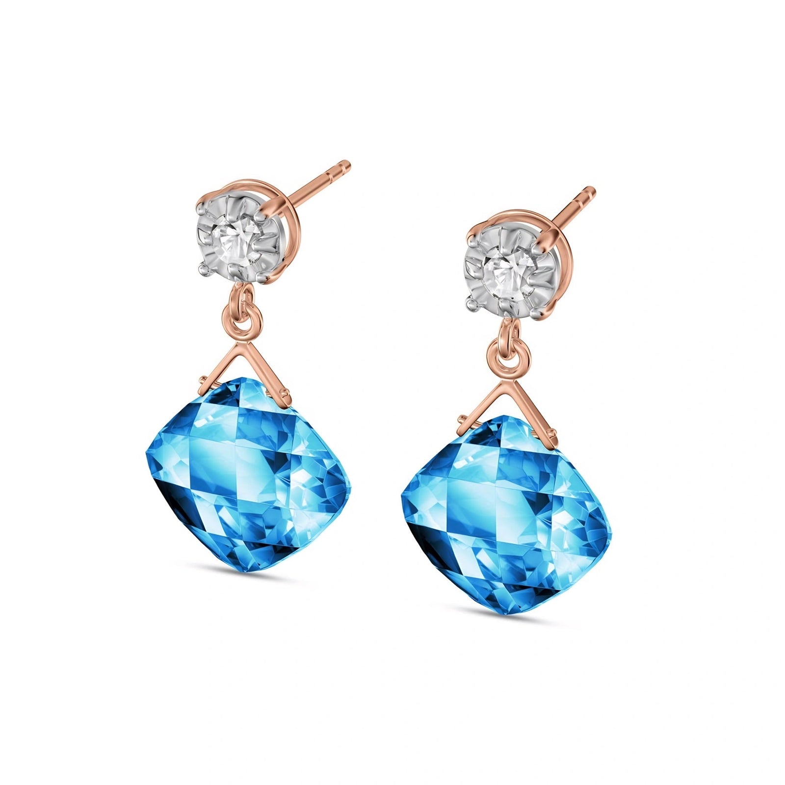 Rose Gold Diamond & Blue Topaz — Mariadelia