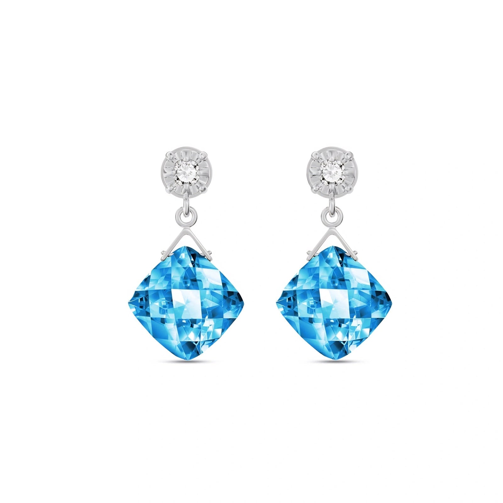 White Gold Diamond & Blue Topaz — Mariadelia