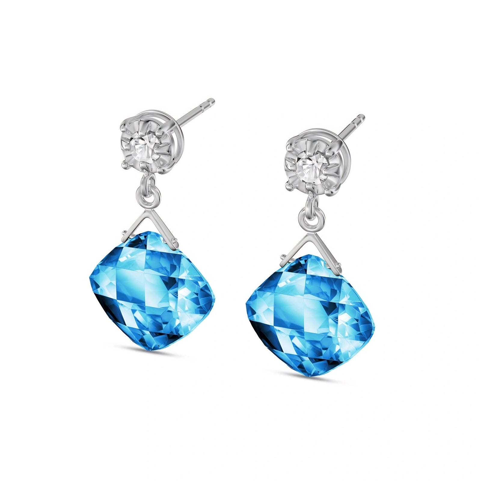 White Gold Diamond & Blue Topaz — Mariadelia