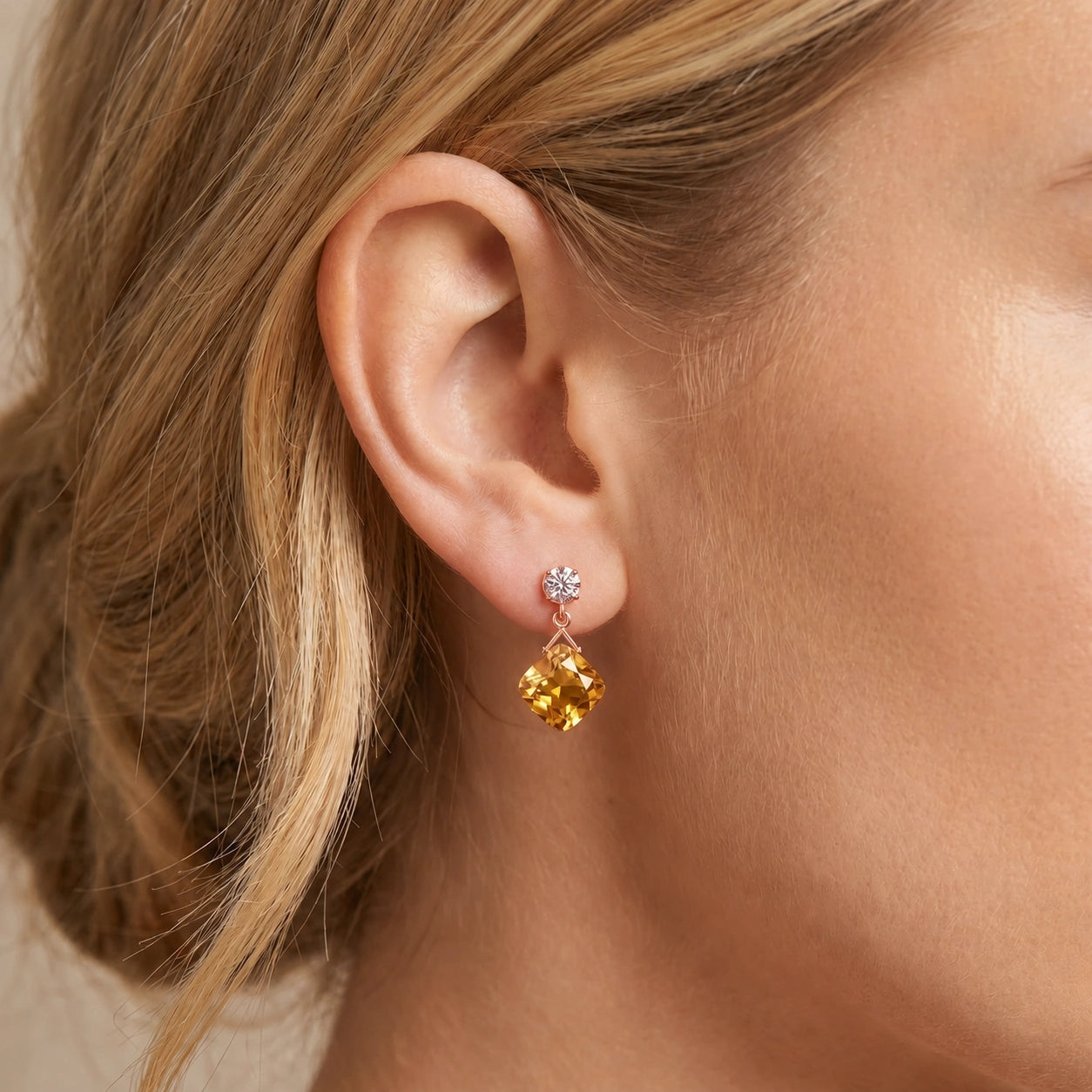 Rose Gold Diamond & Citrine — Mariadelia