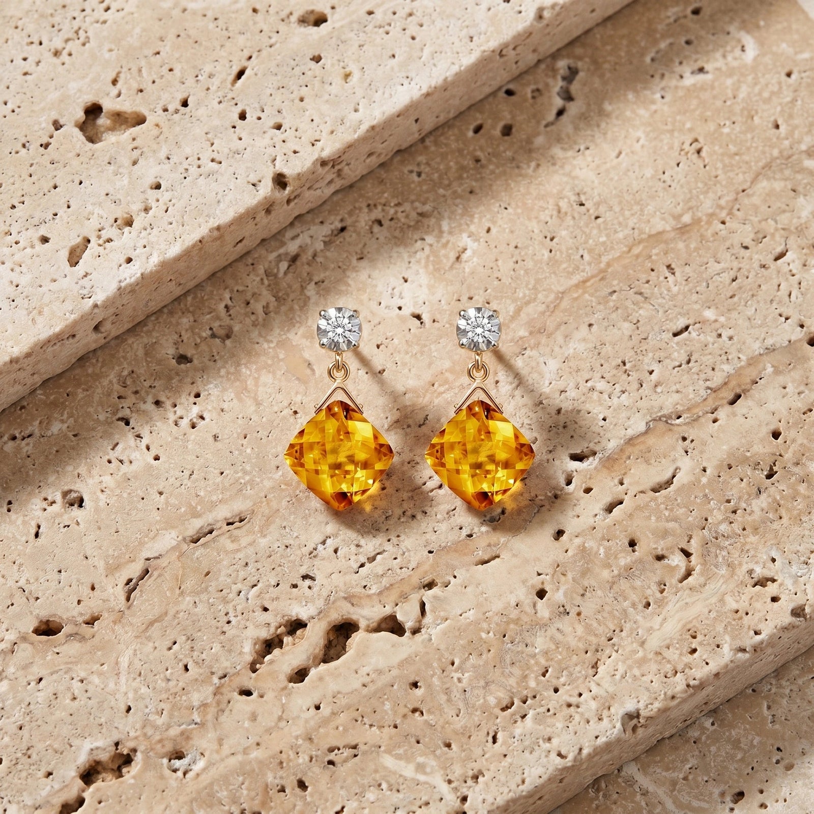 Yellow Gold Diamond & Citrine — Mariadelia