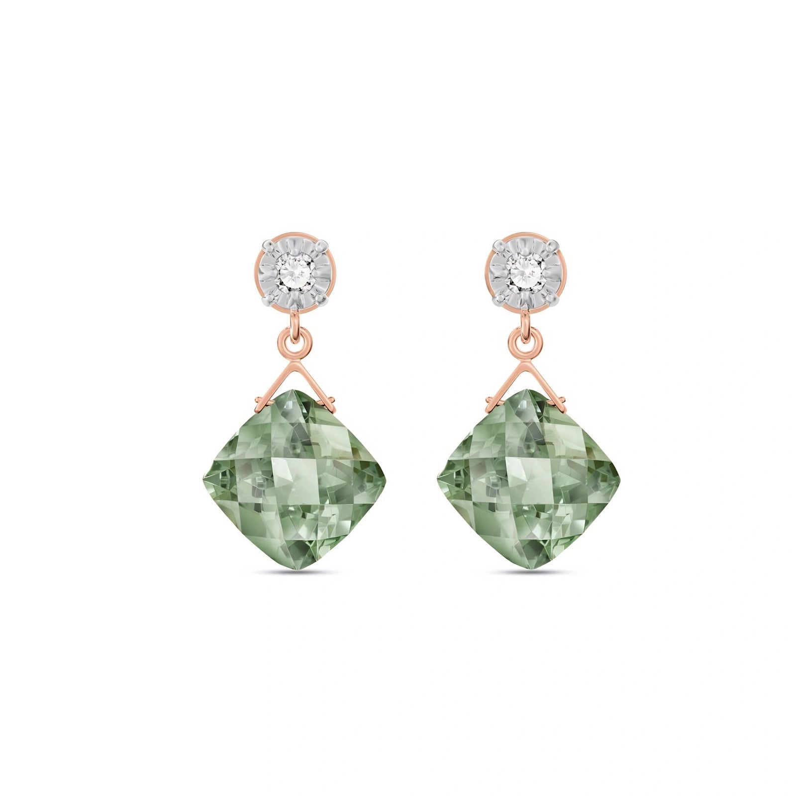 Rose Gold Diamond & Green Amethyst — Mariadelia