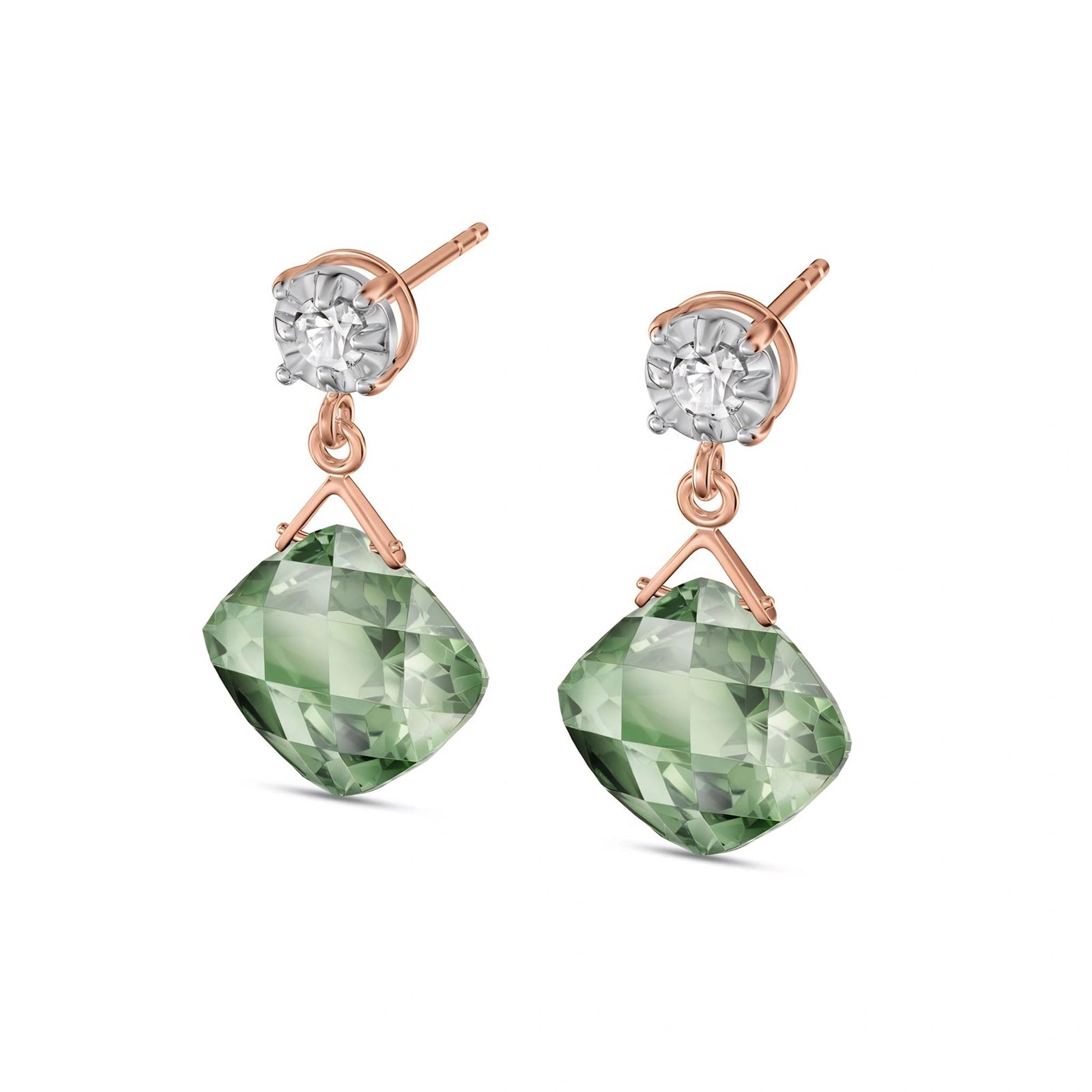 Rose Gold Diamond & Green Amethyst — Mariadelia