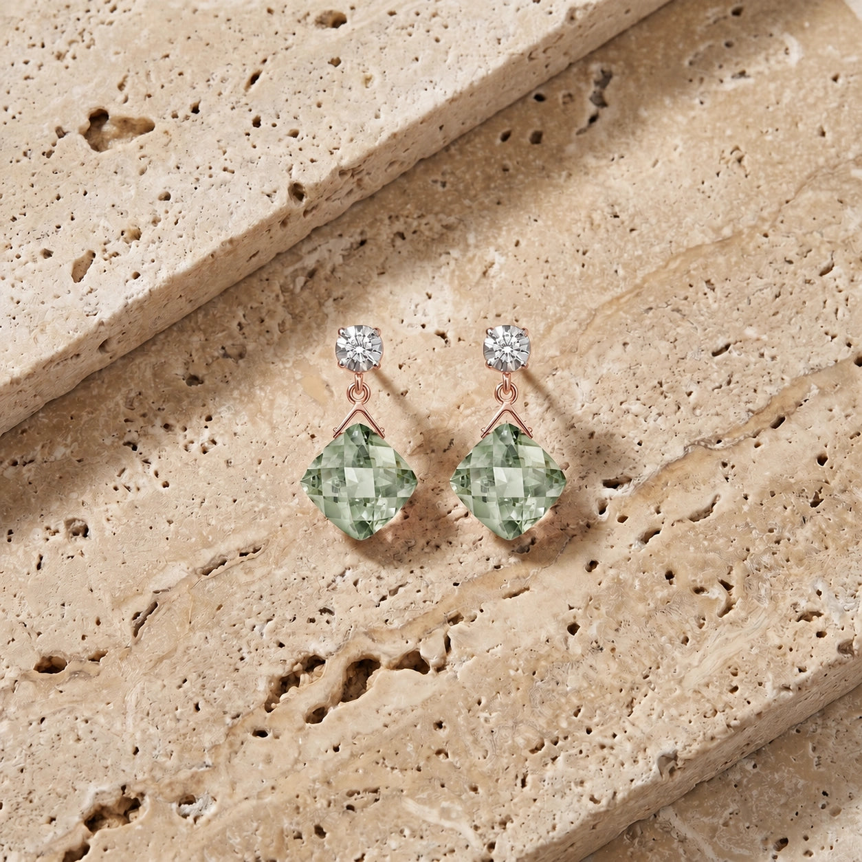 Rose Gold Diamond & Green Amethyst — Mariadelia