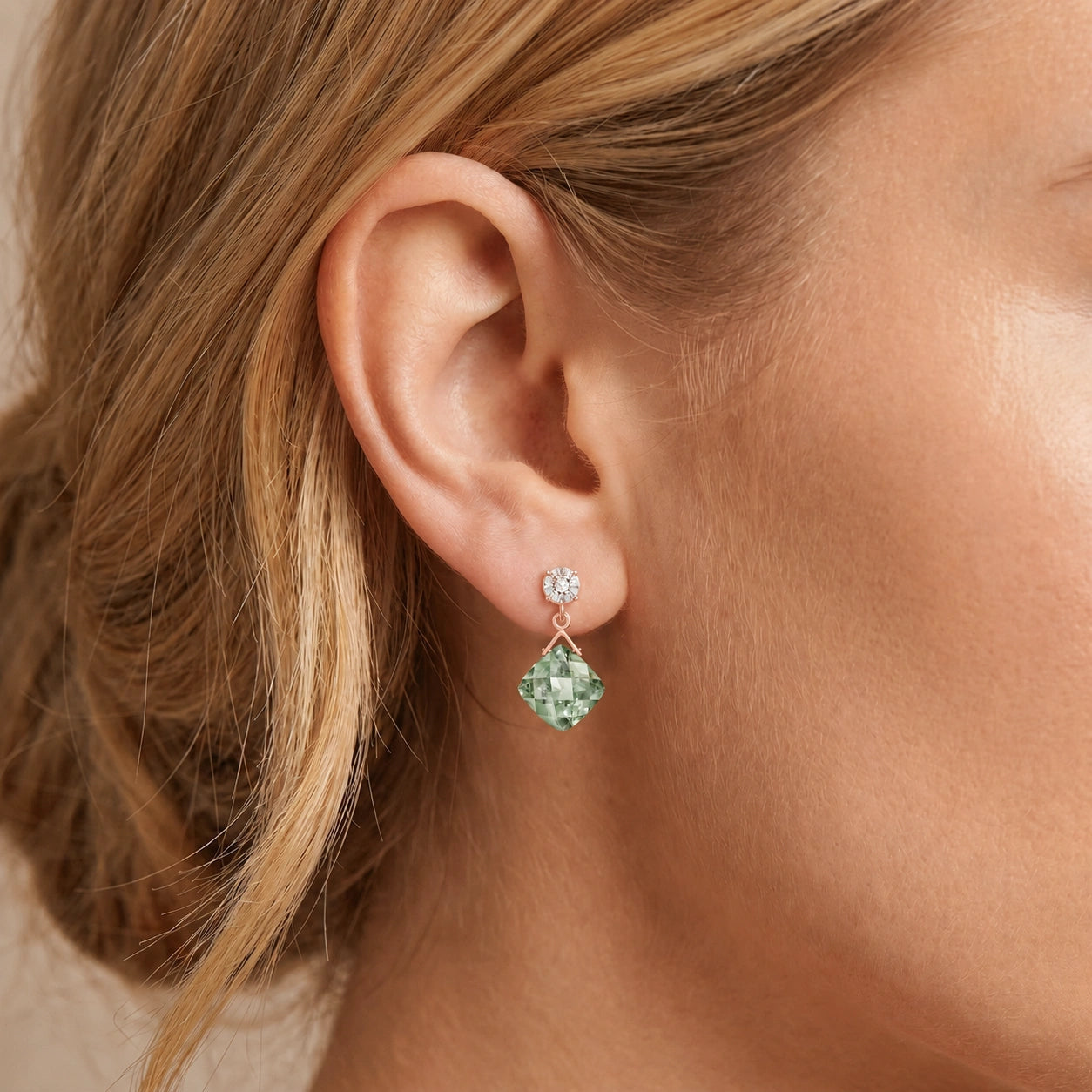 Rose Gold Diamond & Green Amethyst — Mariadelia