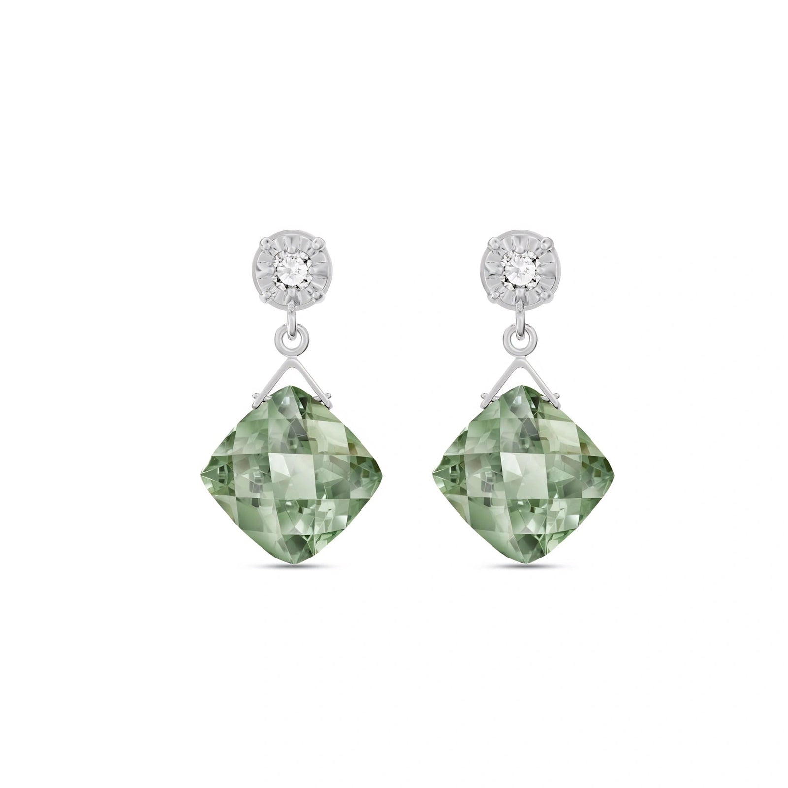 White Gold Diamond & Green Amethyst — Mariadelia