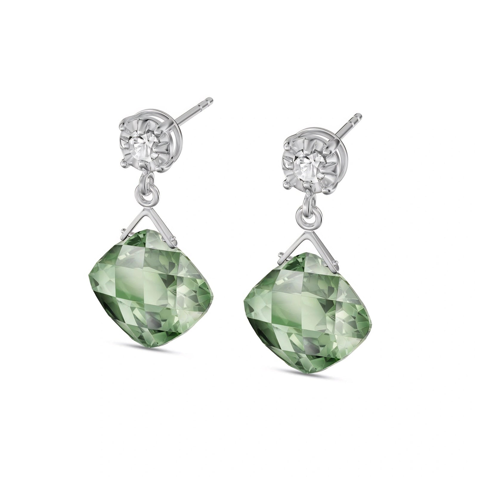 White Gold Diamond & Green Amethyst — Mariadelia