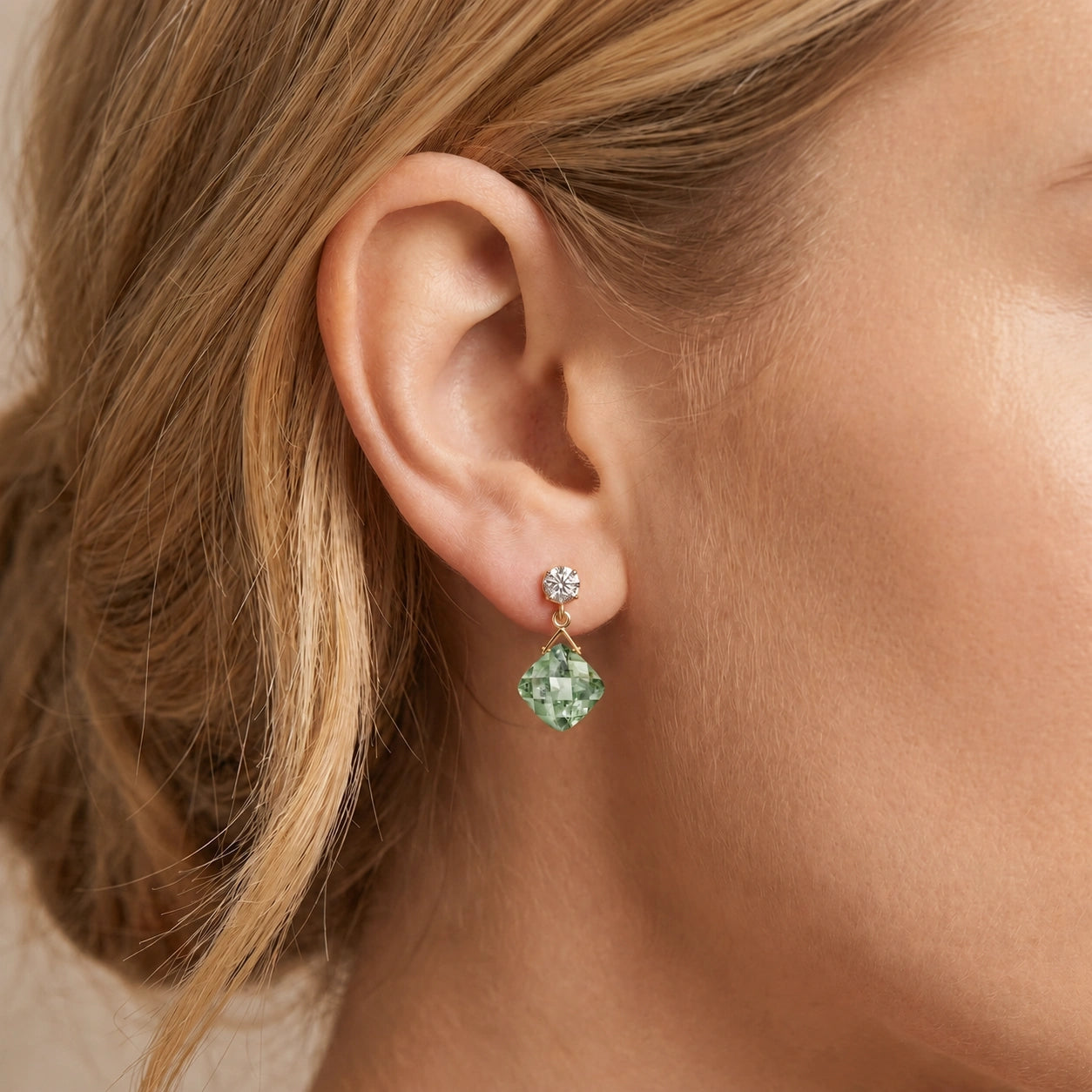 Yellow Gold Diamond & Green Amethyst — Mariadelia