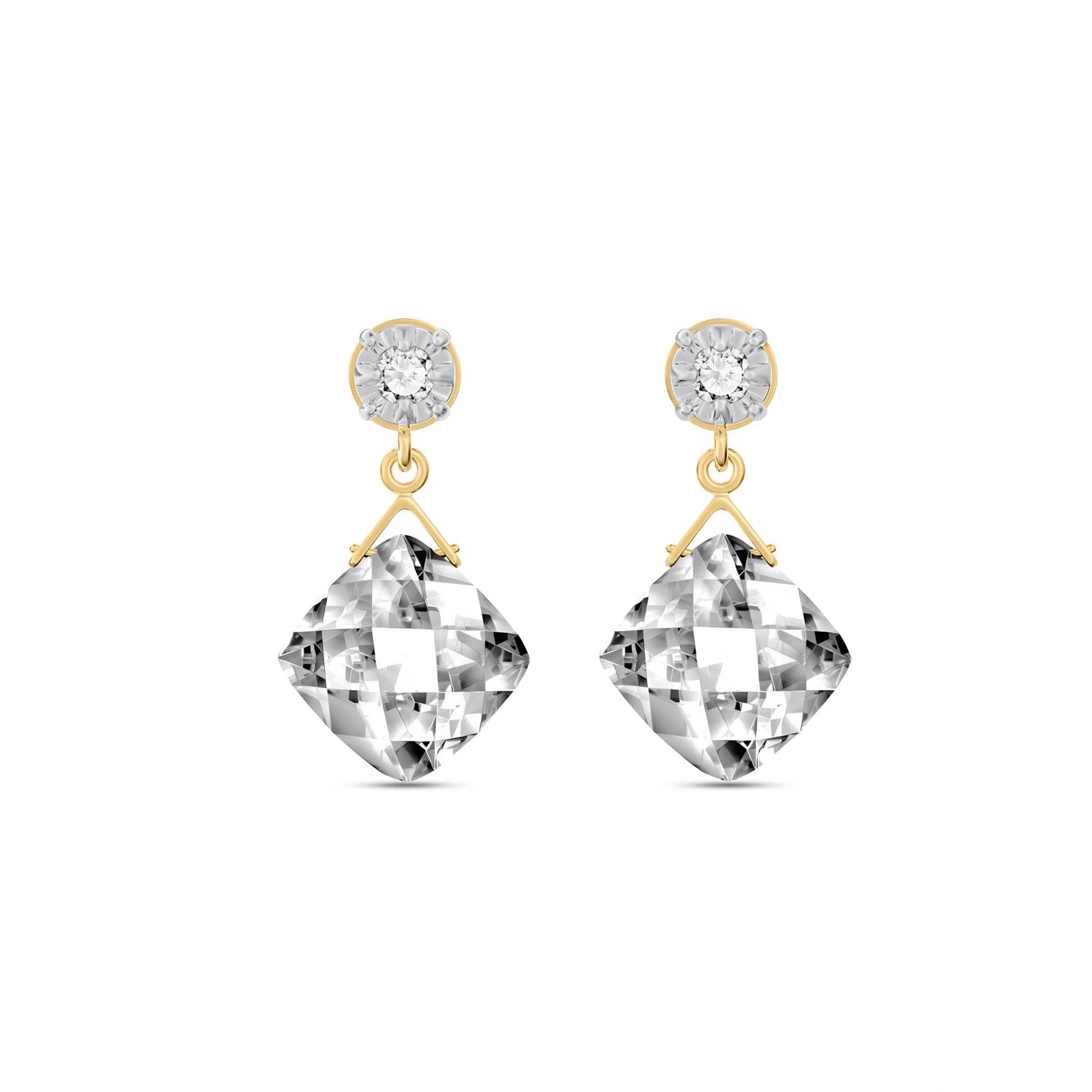 Yellow Gold Diamond & White Topaz — Mariadelia