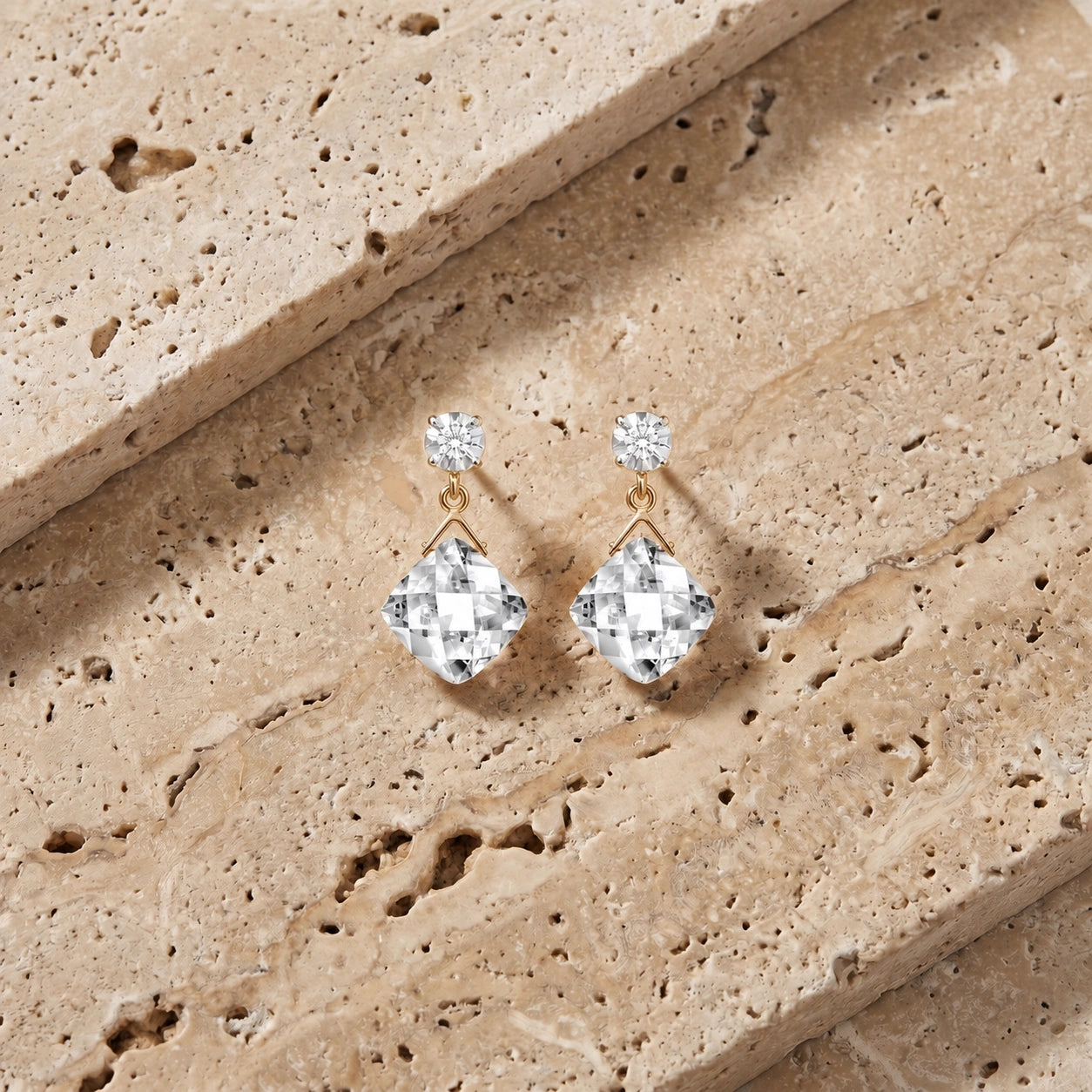 Yellow Gold Diamond & White Topaz — Mariadelia