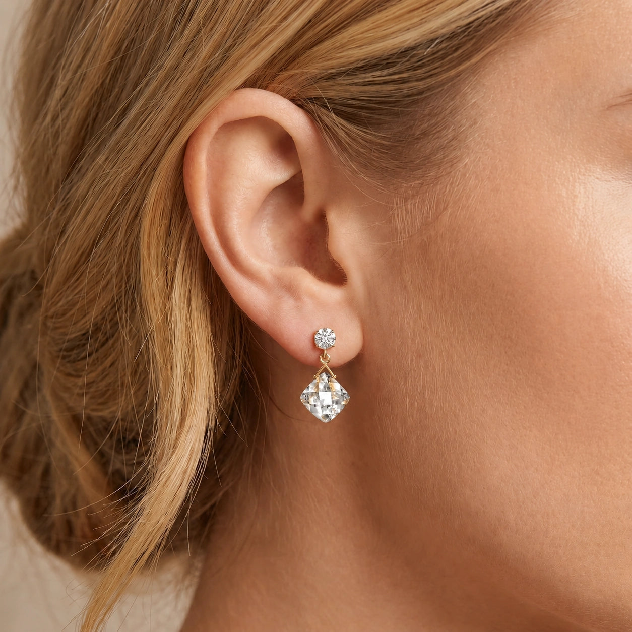 Yellow Gold Diamond & White Topaz — Mariadelia