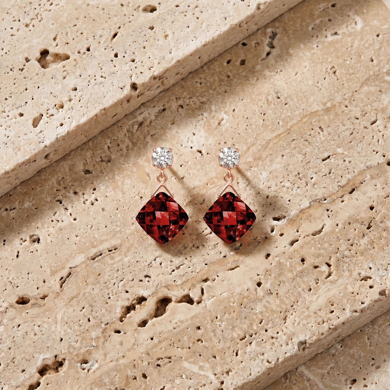 Rose Gold Garnet & Diamond — Mariadelia