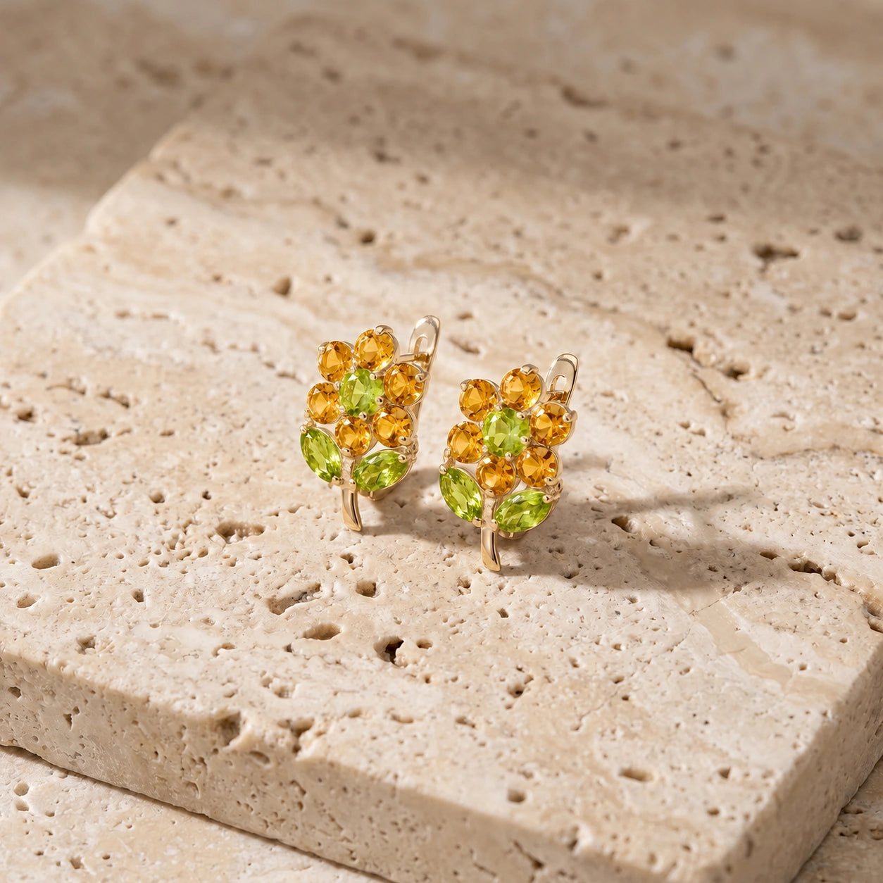 Yellow Gold Citrine & Peridot — Mariademetra