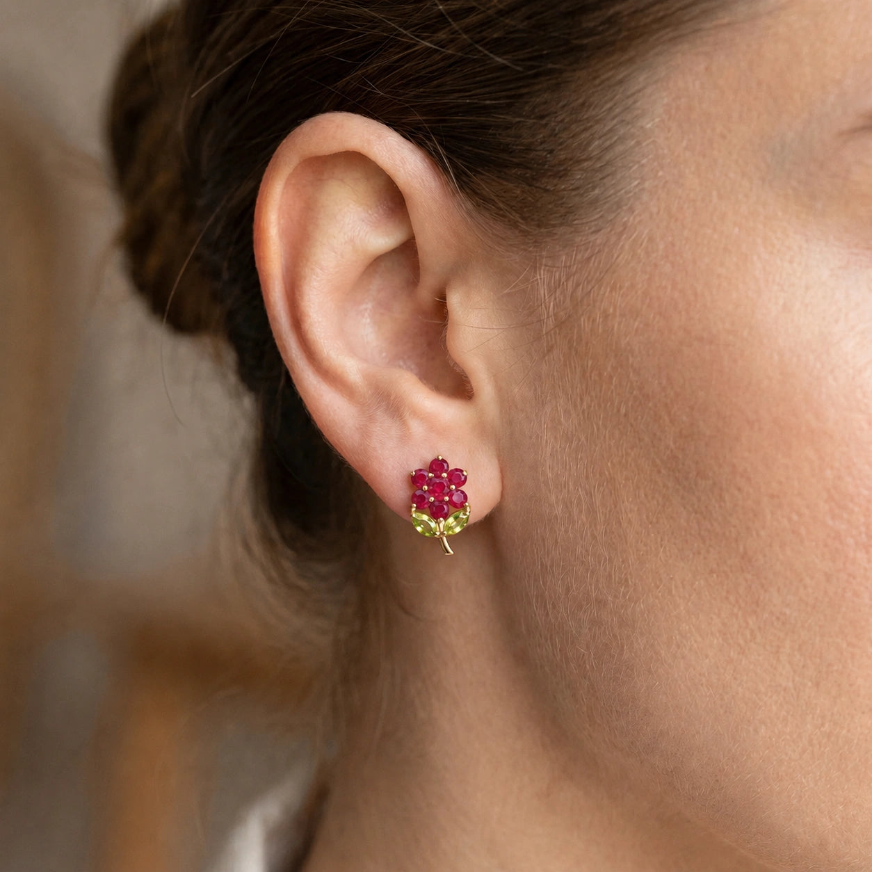 Yellow Gold Peridot & Ruby — Mariademetra